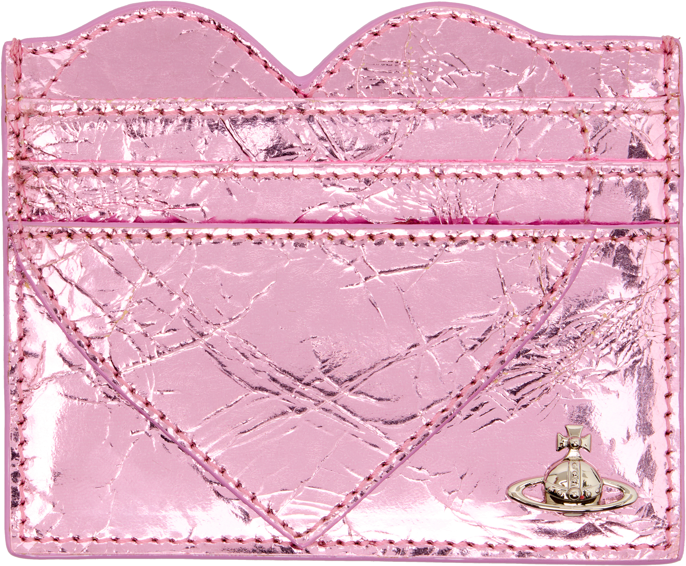 Vivienne Westwood Pink Heart Card Holder In Multi