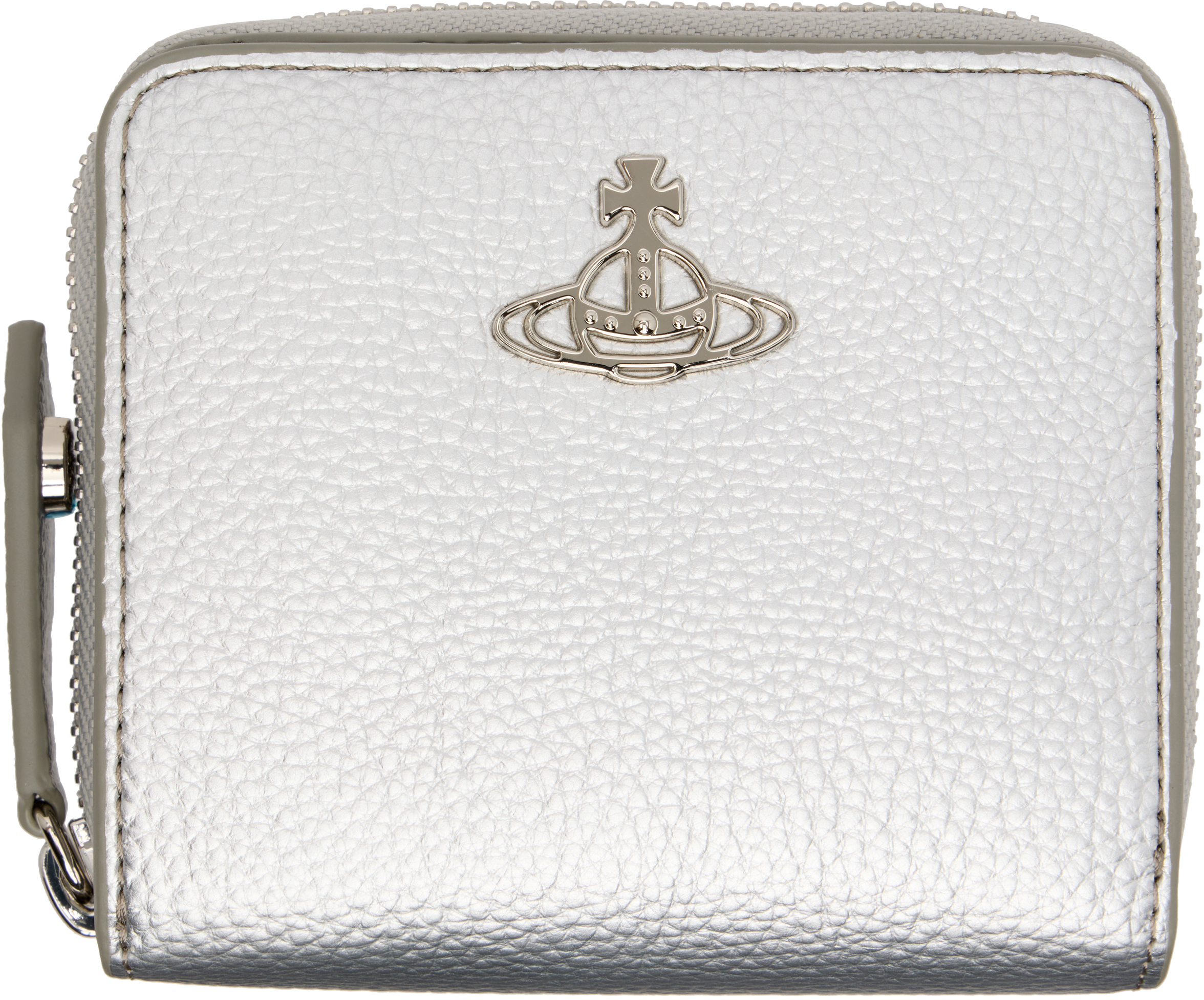 Silver Zip Medium Wallet by Vivienne Westwood on Sale