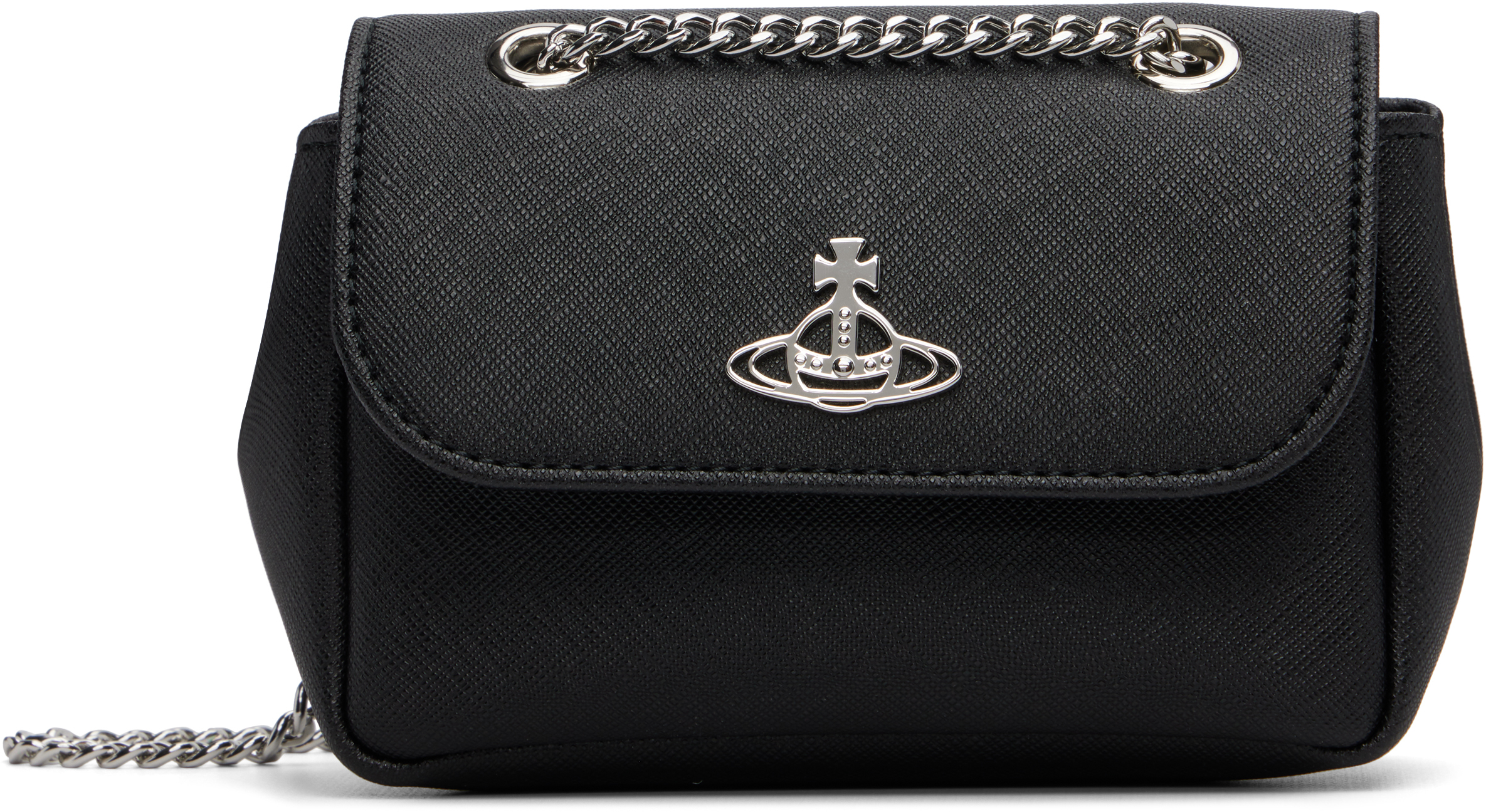 ★Vivienne Westwood★ 24FW Vivienne Westwood Shoulder Bag 5C Vivienne Westwood Victoria Leather Shoulder Bag | Black