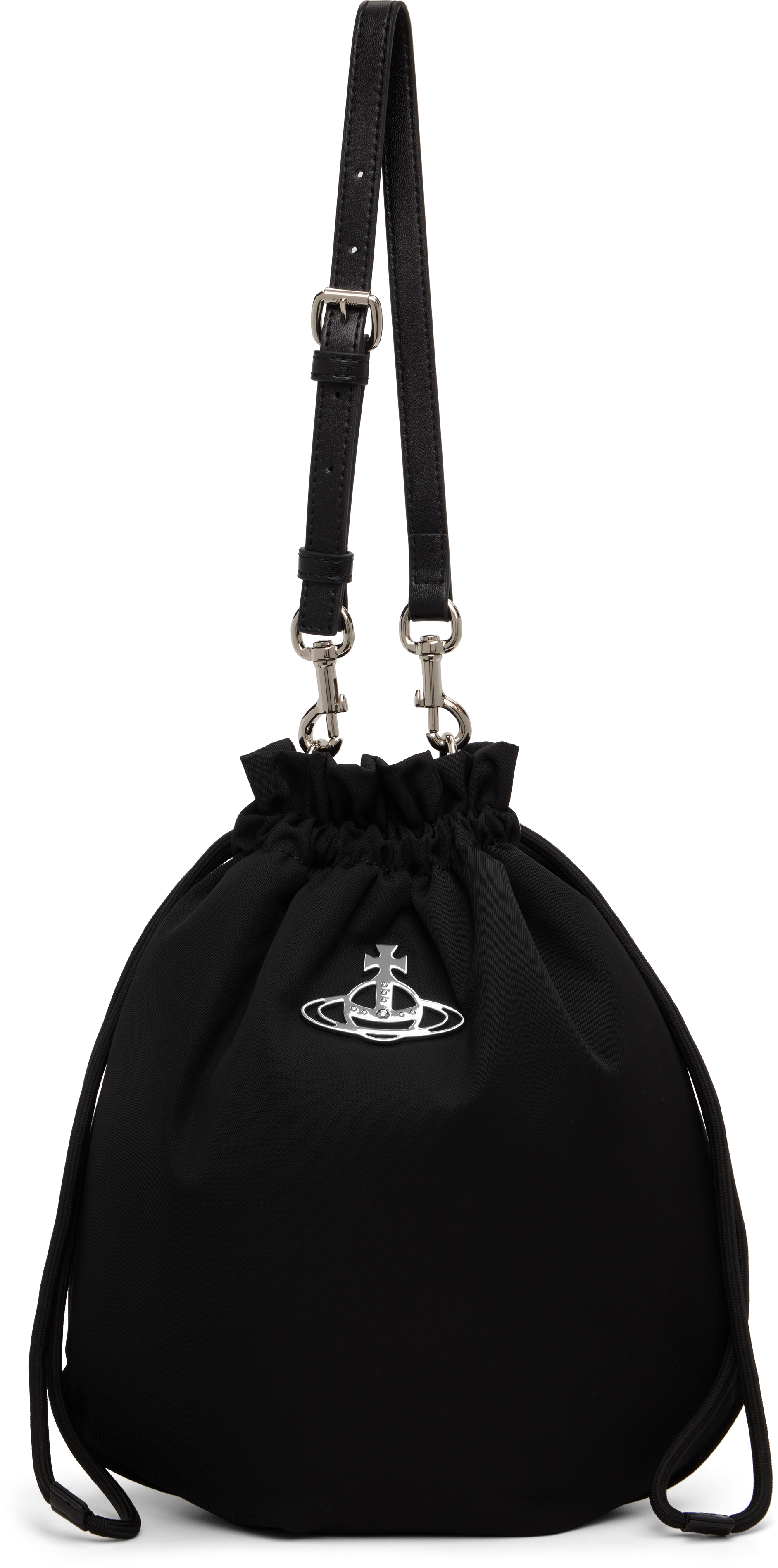 Vivienne Westwood: ブラック ドローストリング ポーチバッグ