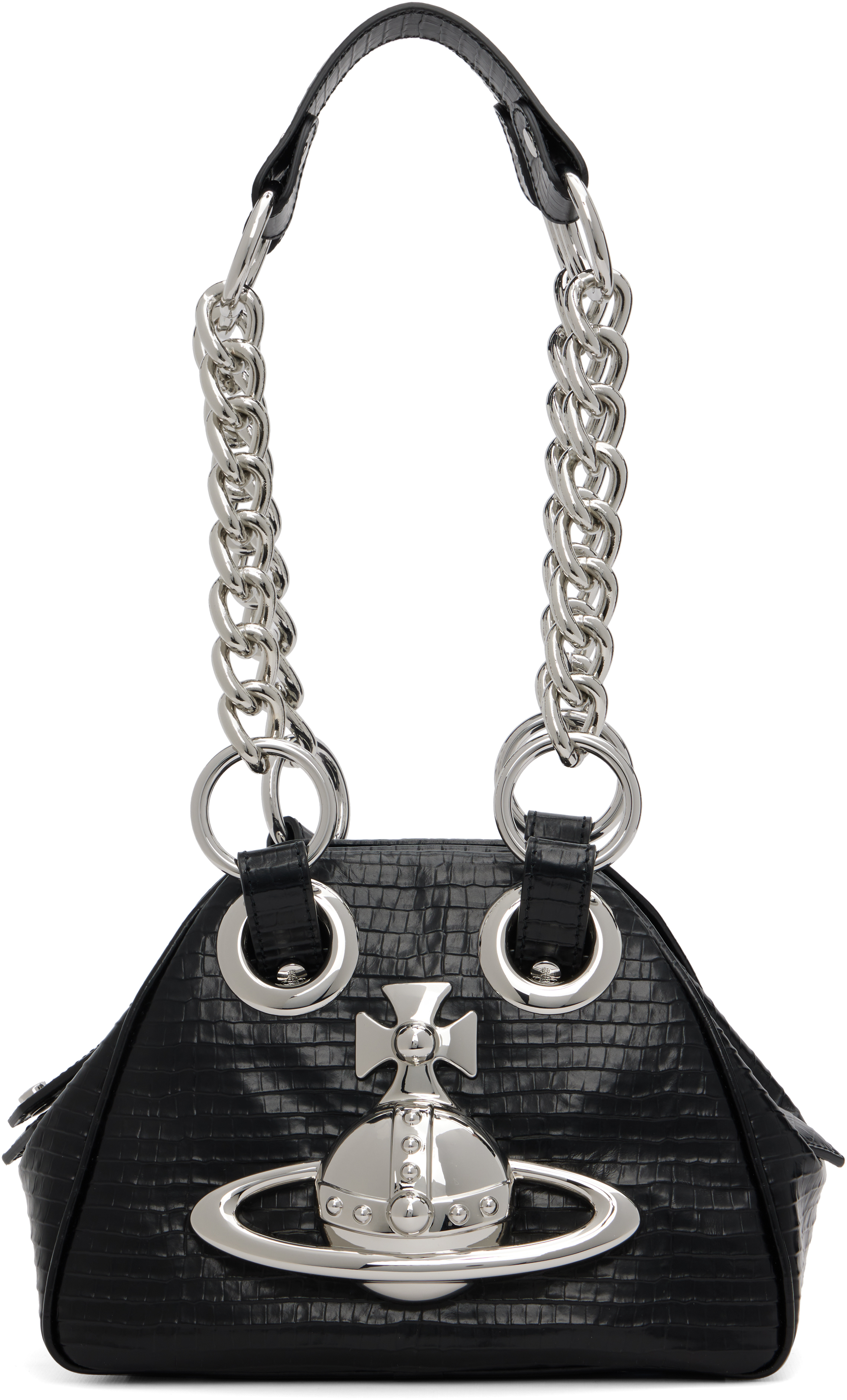 Vivienne Westwood Black Archive Orb Chain Handbag In Black