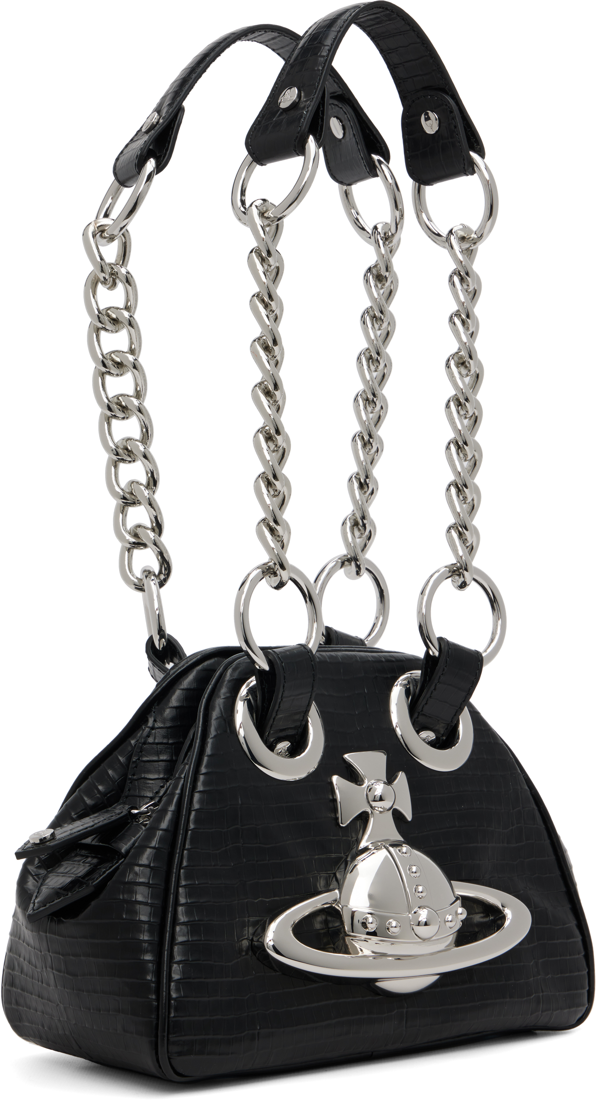 Vivienne Westwood Black Archive Orb Chain Handbag In Black