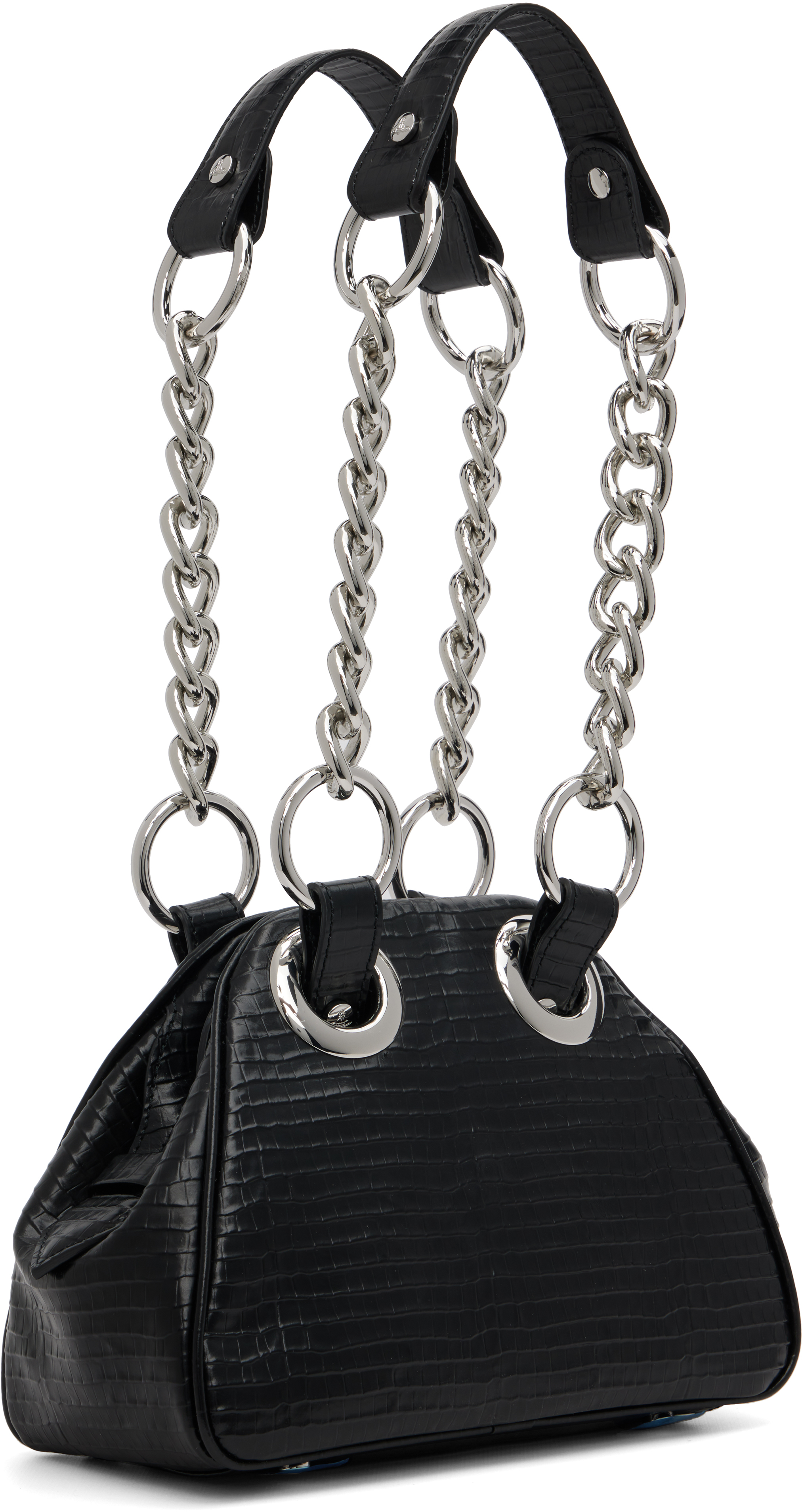 Vivienne Westwood Black Archive Orb Chain Handbag In Black