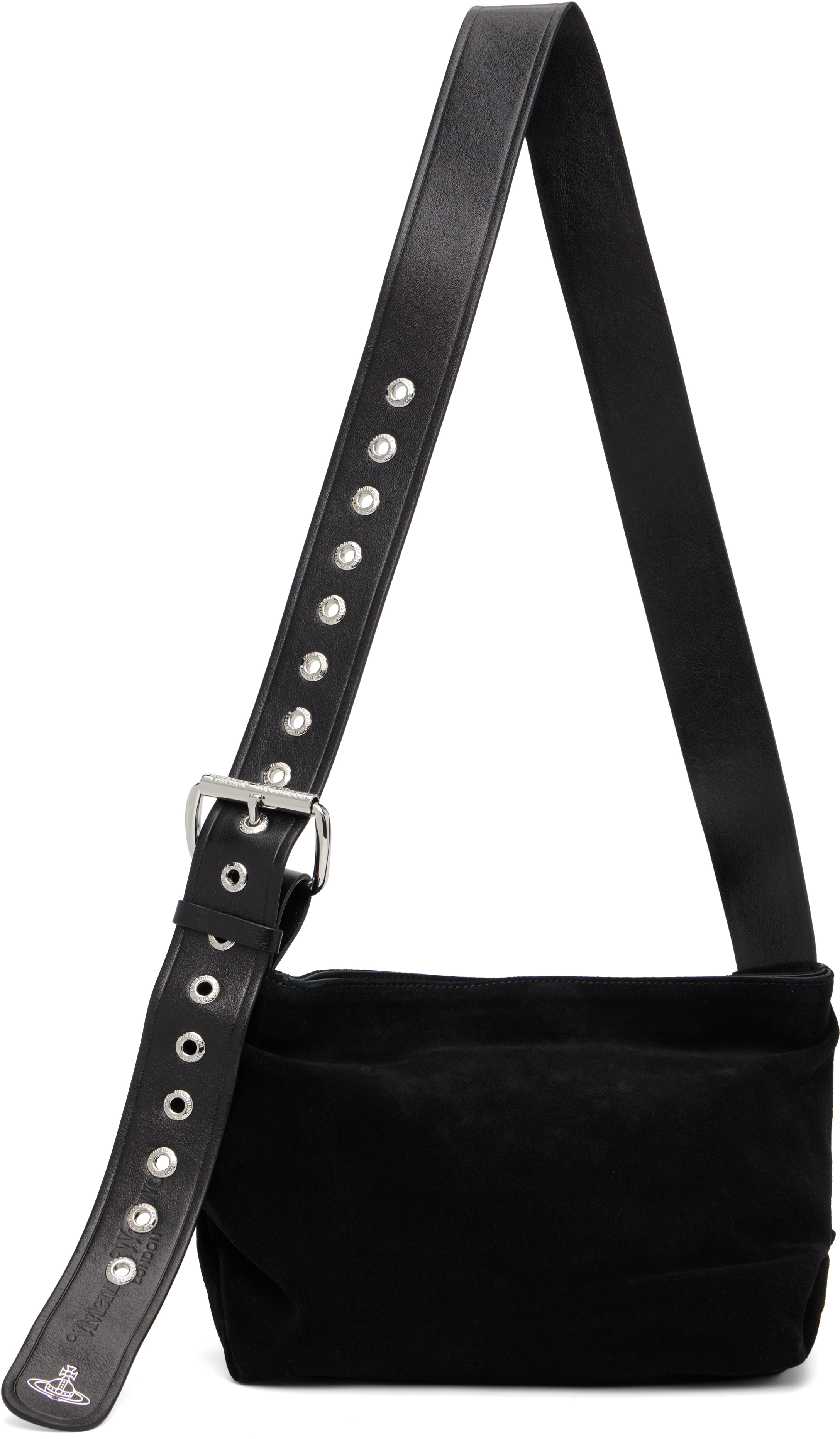 Vivienne Westwood Black Suede Maxime Small Crossbody Bag In Black