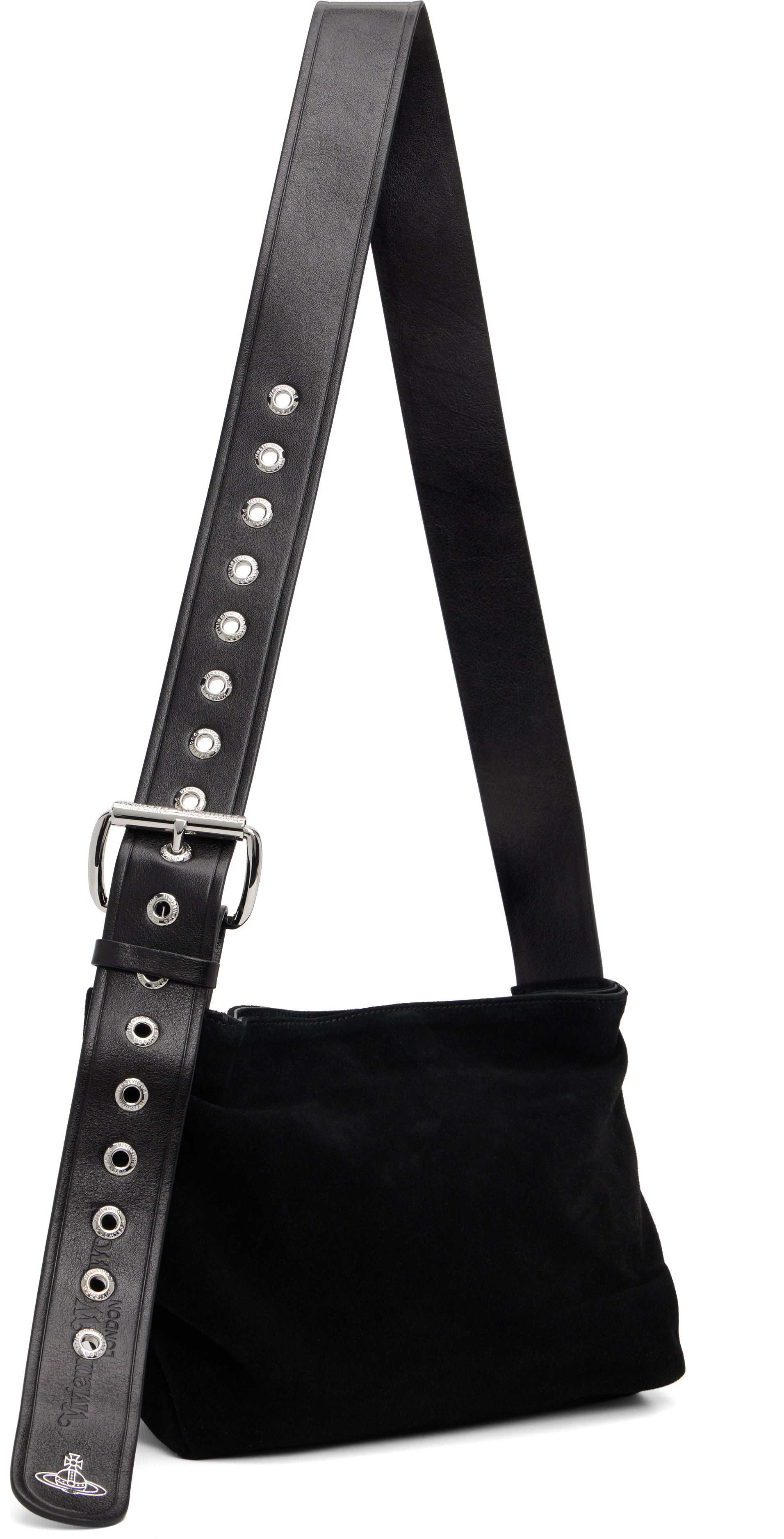 Vivienne Westwood Black Suede Maxime Small Crossbody Bag In Black
