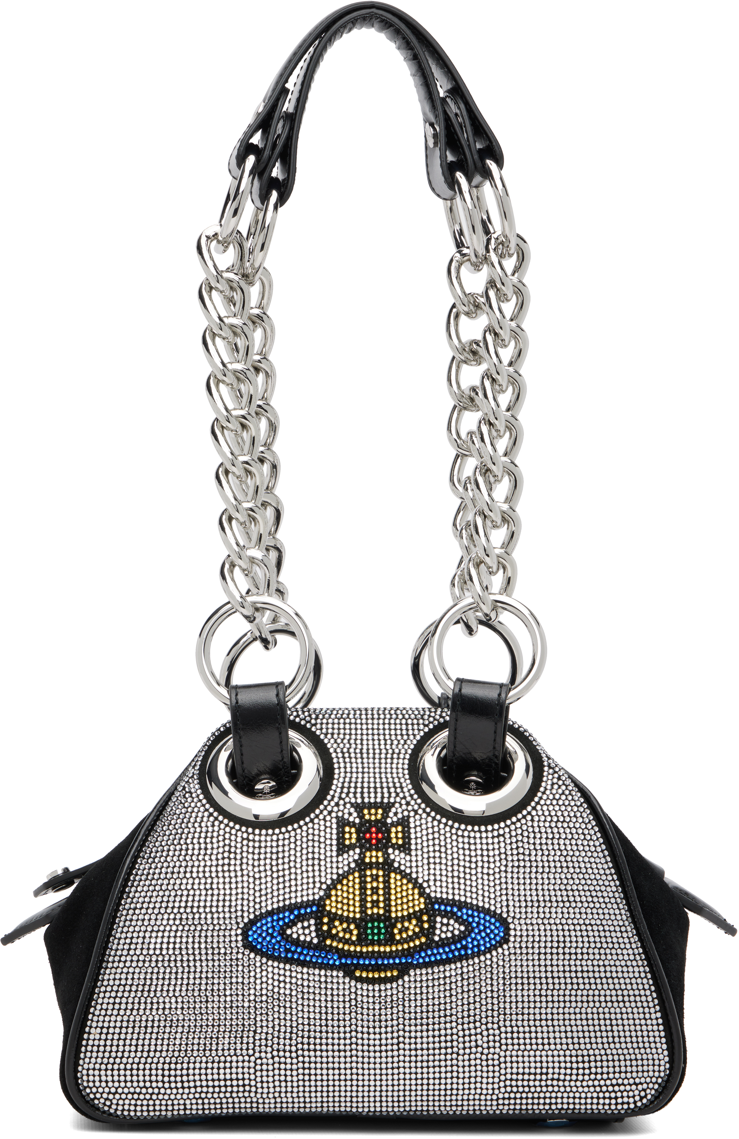 Vivienne Westwood Black Hotfix Diamante Archive Chain Bag