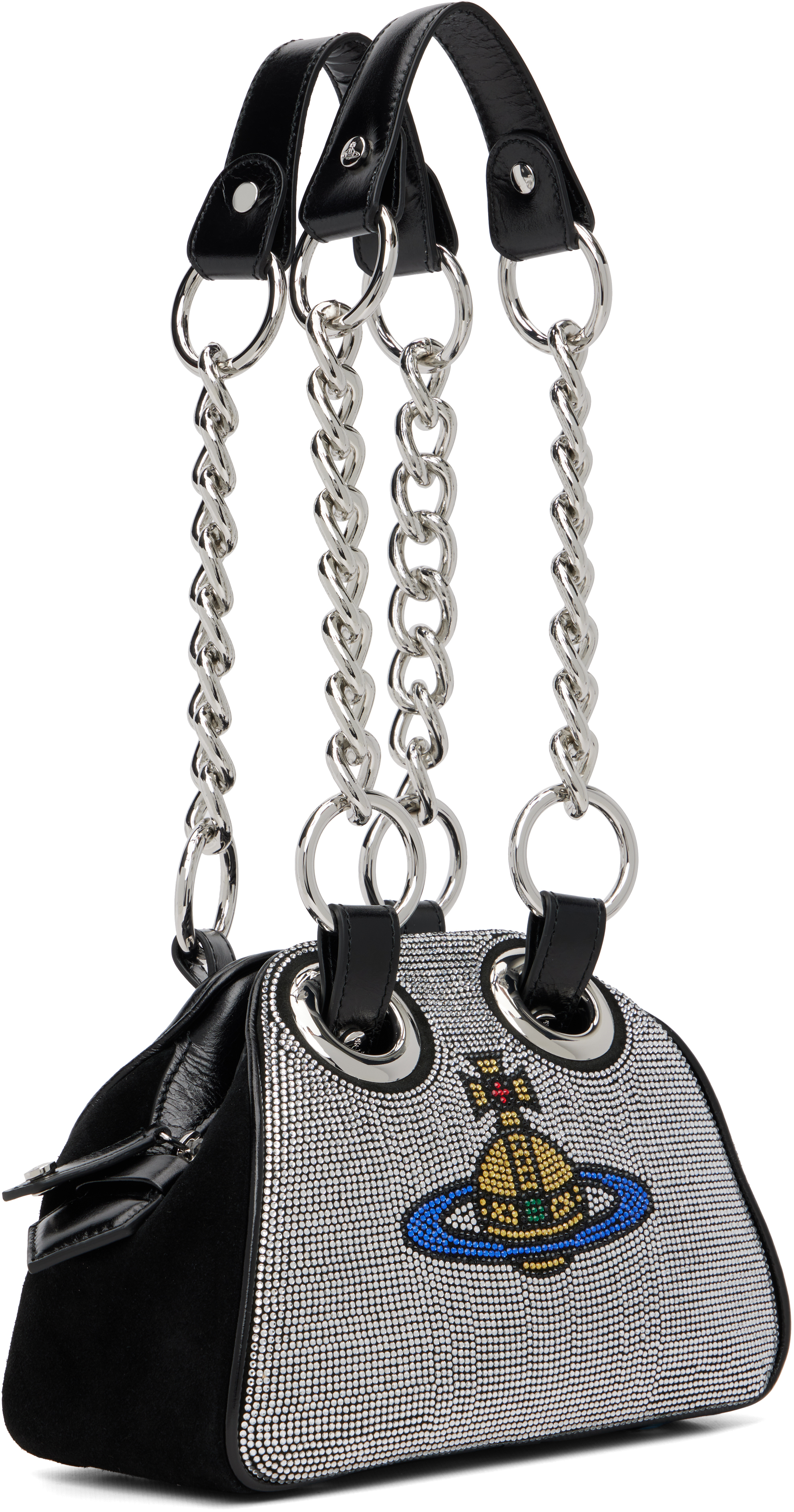 Vivienne Westwood Black Hotfix Diamante Archive Chain Bag