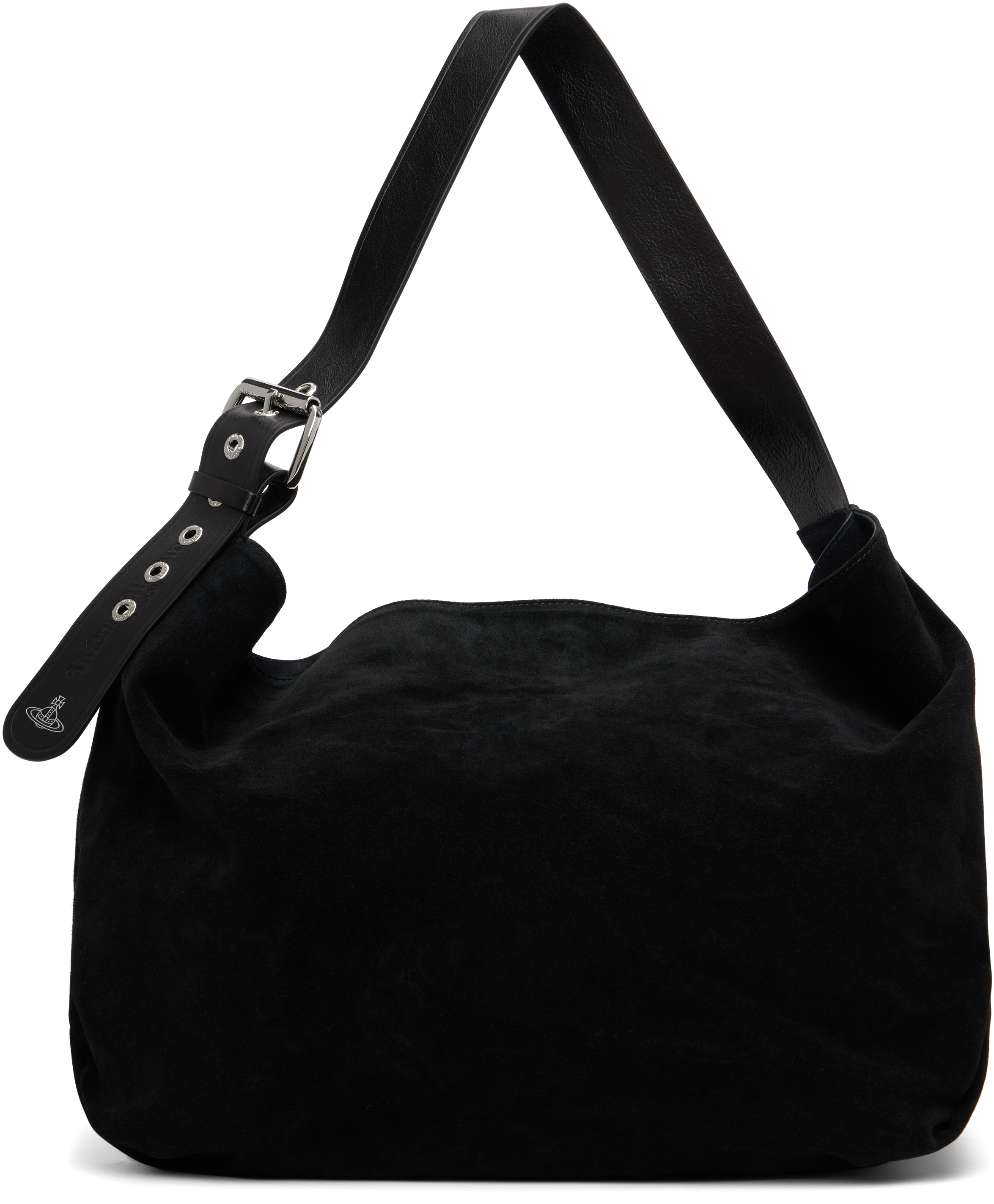 Vivienne Westwood Black Suede Maxime Large Crossbody Tote In Black