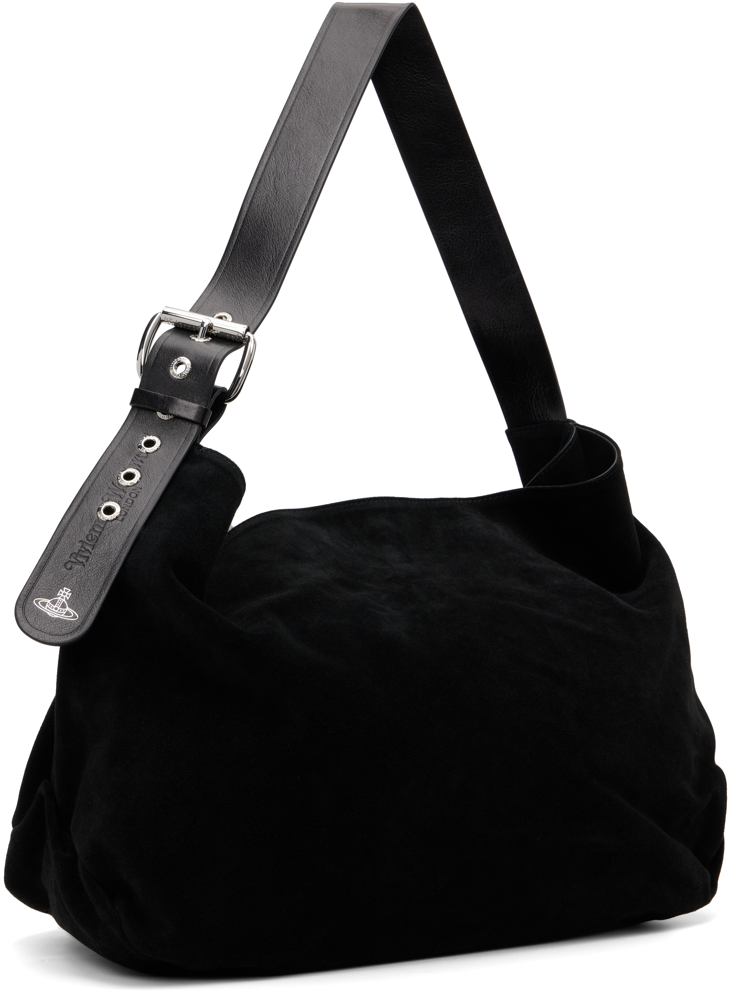 Vivienne Westwood Black Suede Maxime Large Crossbody Tote In Black