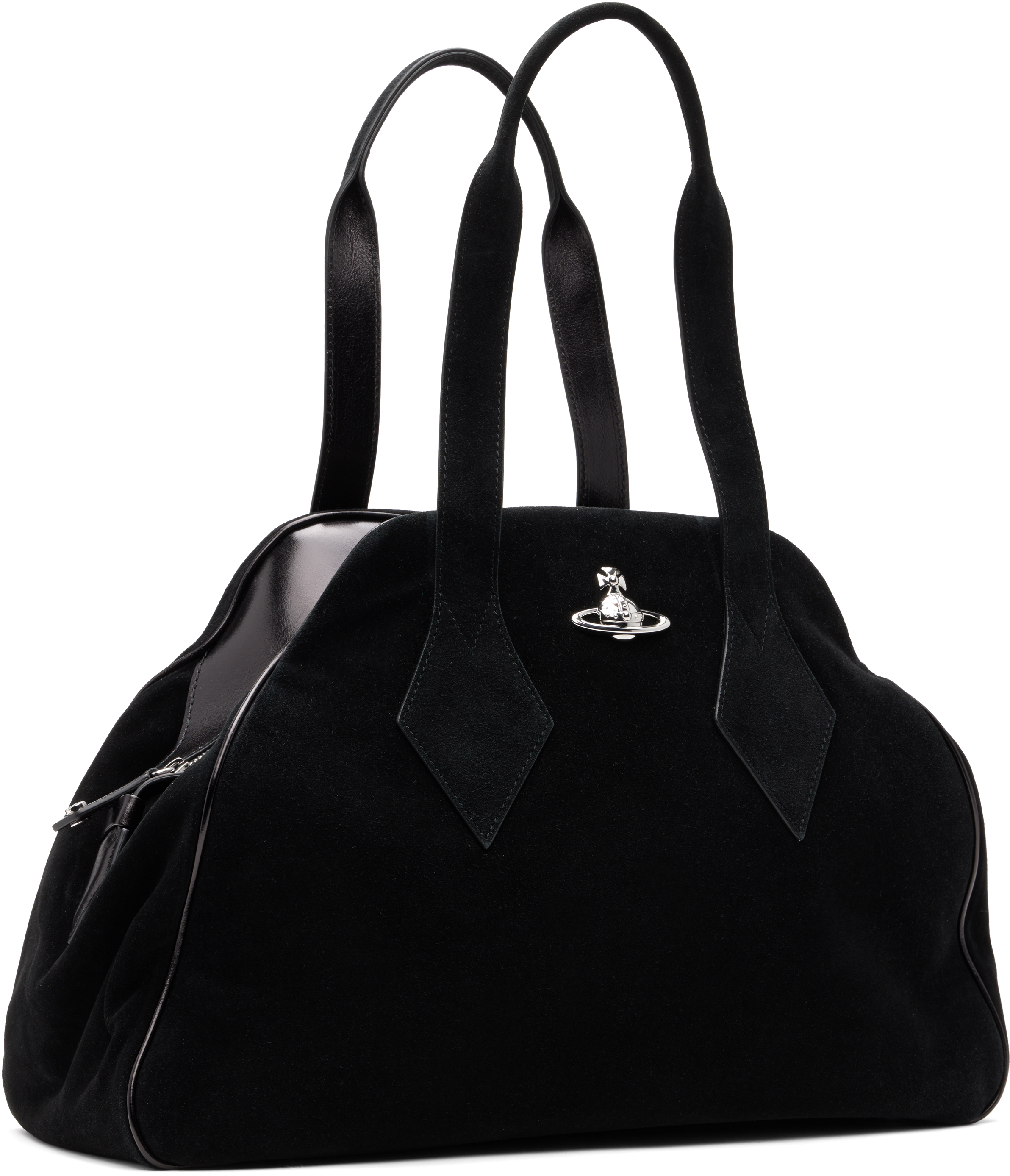 Vivienne Westwood Black Suede Yasmine Large Tote In Black