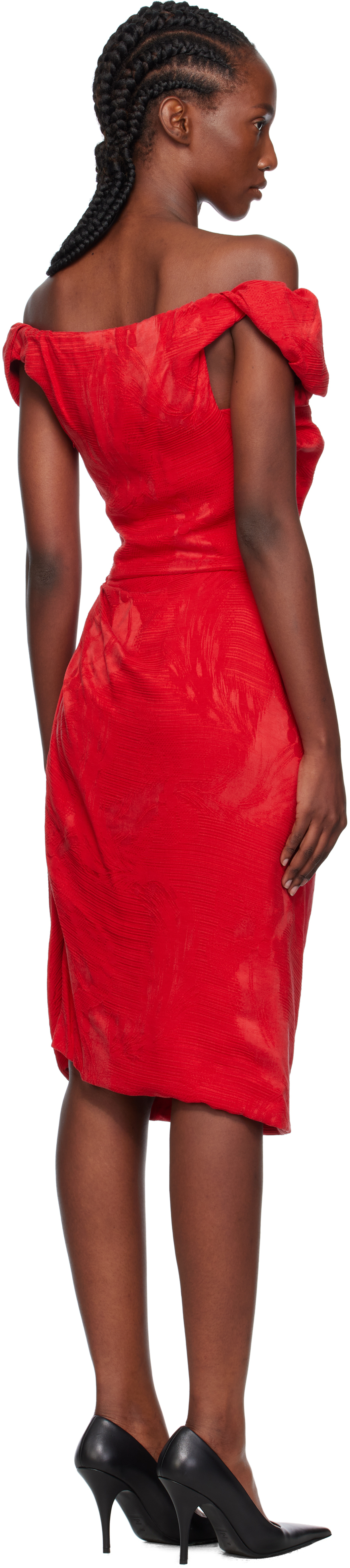 Vivienne Westwood Puff-sleeve Ginnie Amber Midi Dress In Red
