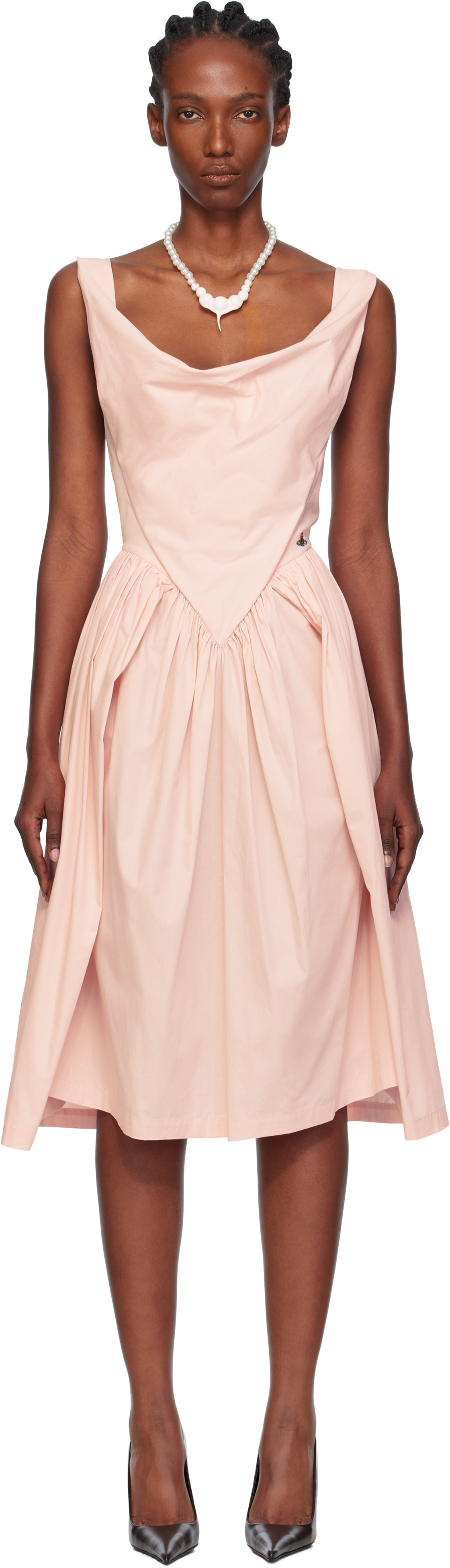 Vivienne Westwood Sunday Gathered Cotton-poplin Midi Dress In Pink