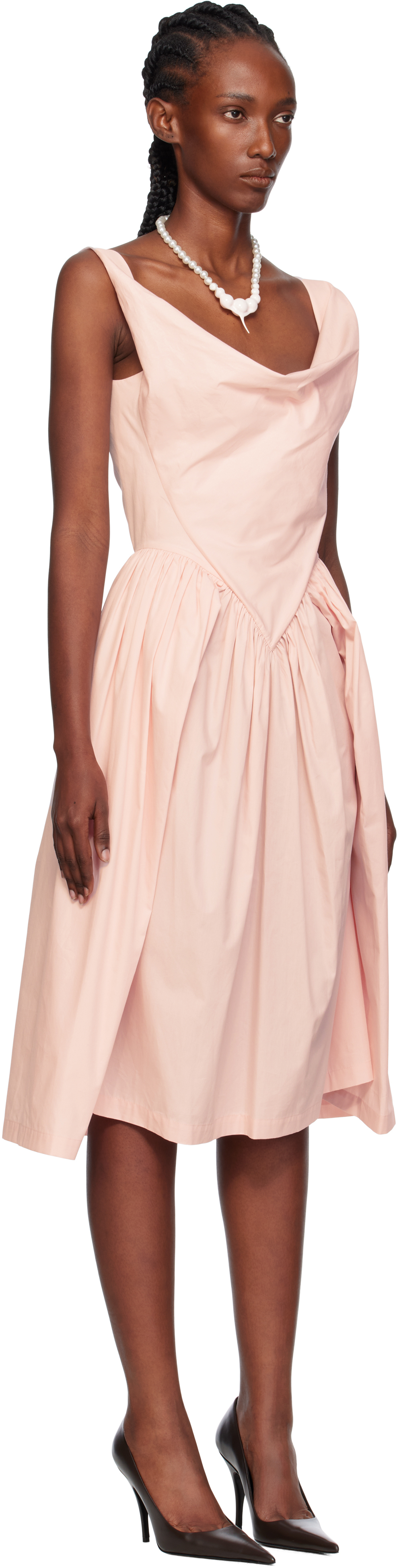 Vivienne Westwood Sunday Gathered Cotton-poplin Midi Dress In Pink