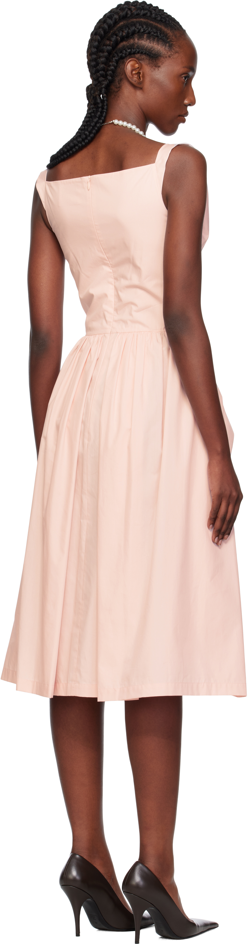 Vivienne Westwood Sunday Gathered Cotton-poplin Midi Dress In Pink