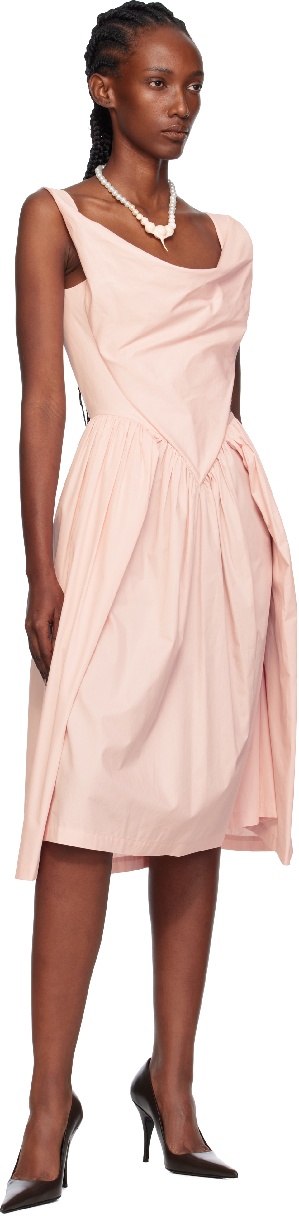 Vivienne Westwood Sunday Gathered Cotton-poplin Midi Dress In Pink