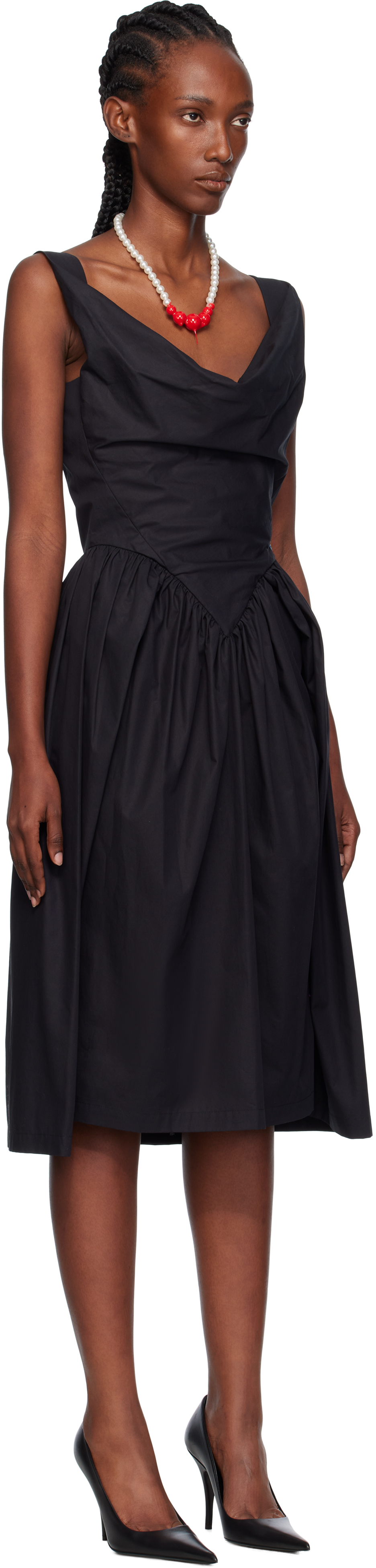 Vivienne Westwood Orb Embroidered Sleeveless Midi Dress In Black