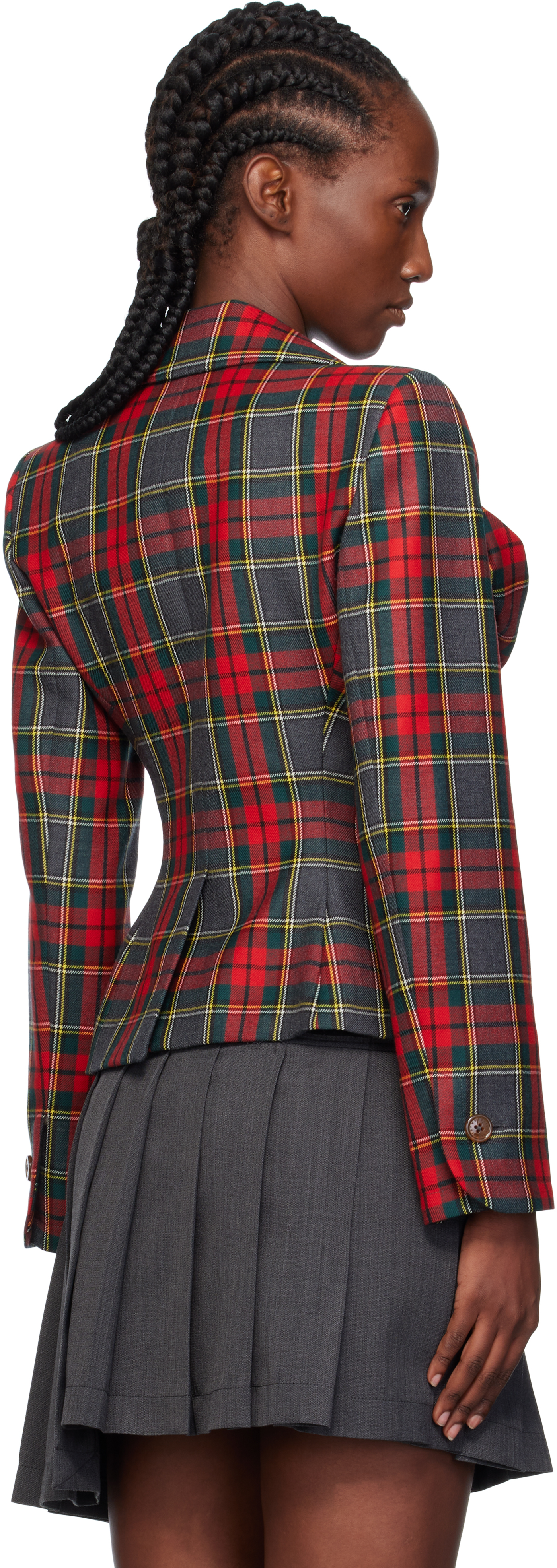 Vivienne Westwood Drunken Jacket With Tartan Wool Pattern In Red