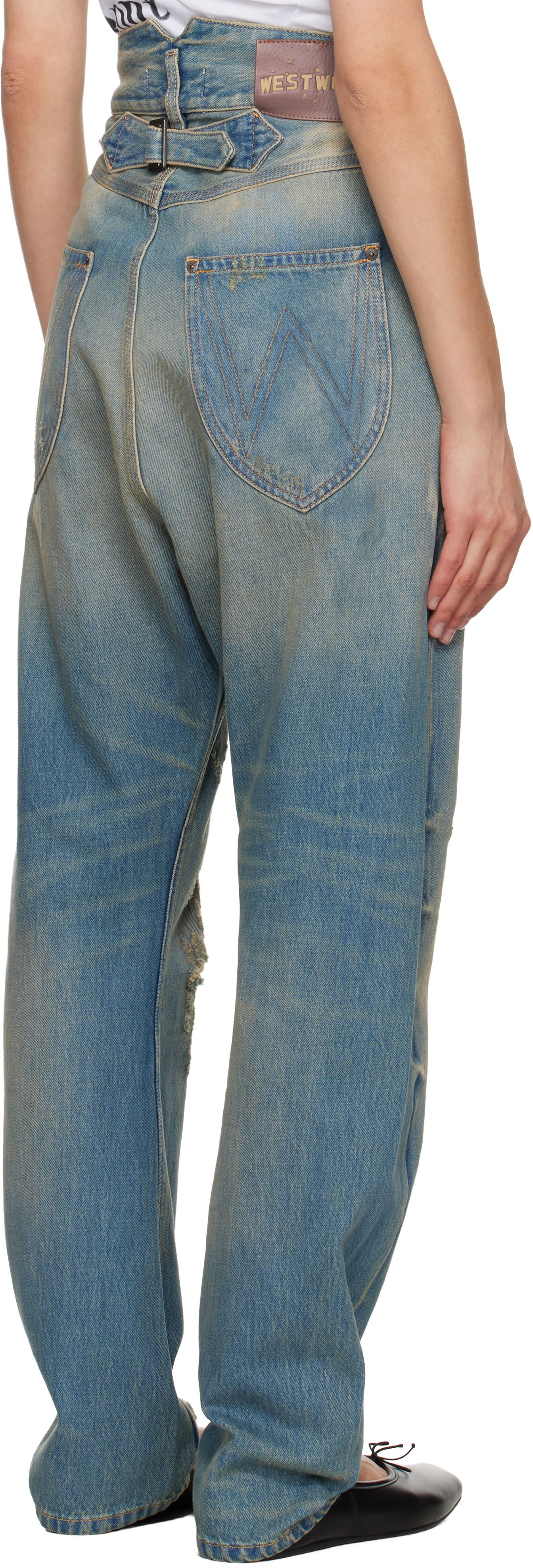 Vivienne Westwood Blue Buckle Back Jeans In Blue
