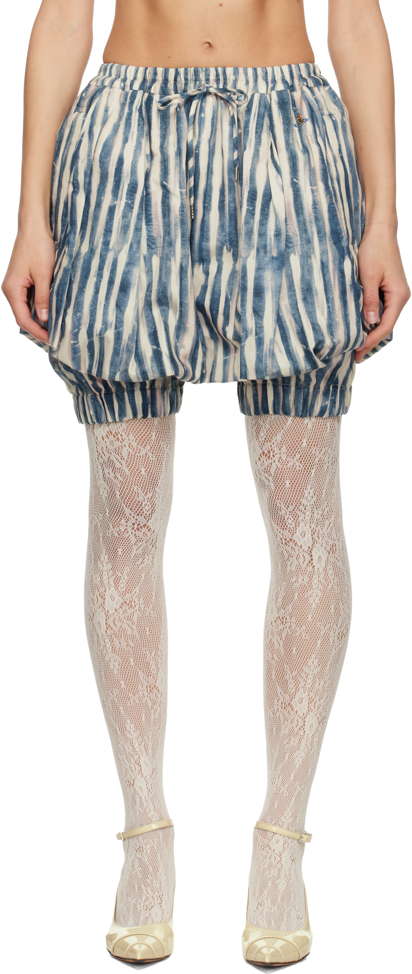 Vivienne Westwood Blue & Off-white Bloomers Shorts In Blue