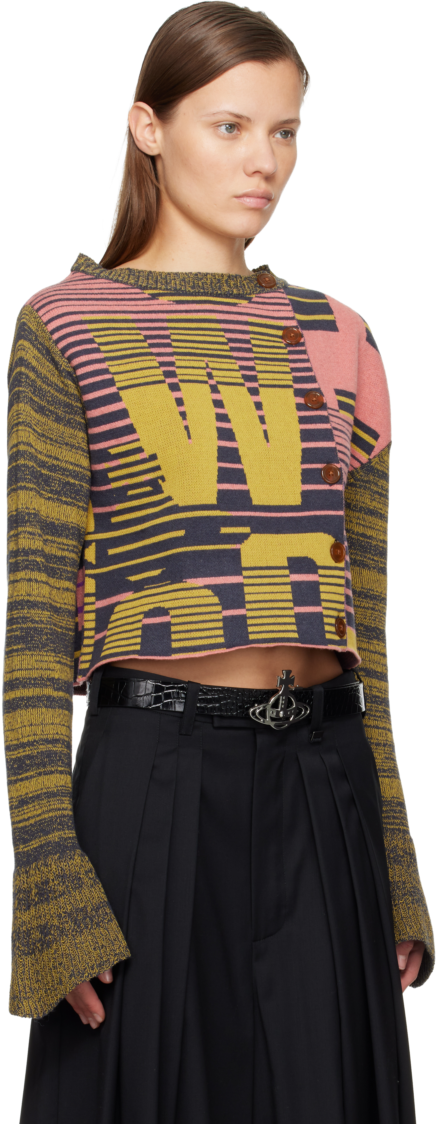 Vivienne Westwood Yellow & Pink Bruno Cardigan In Multi