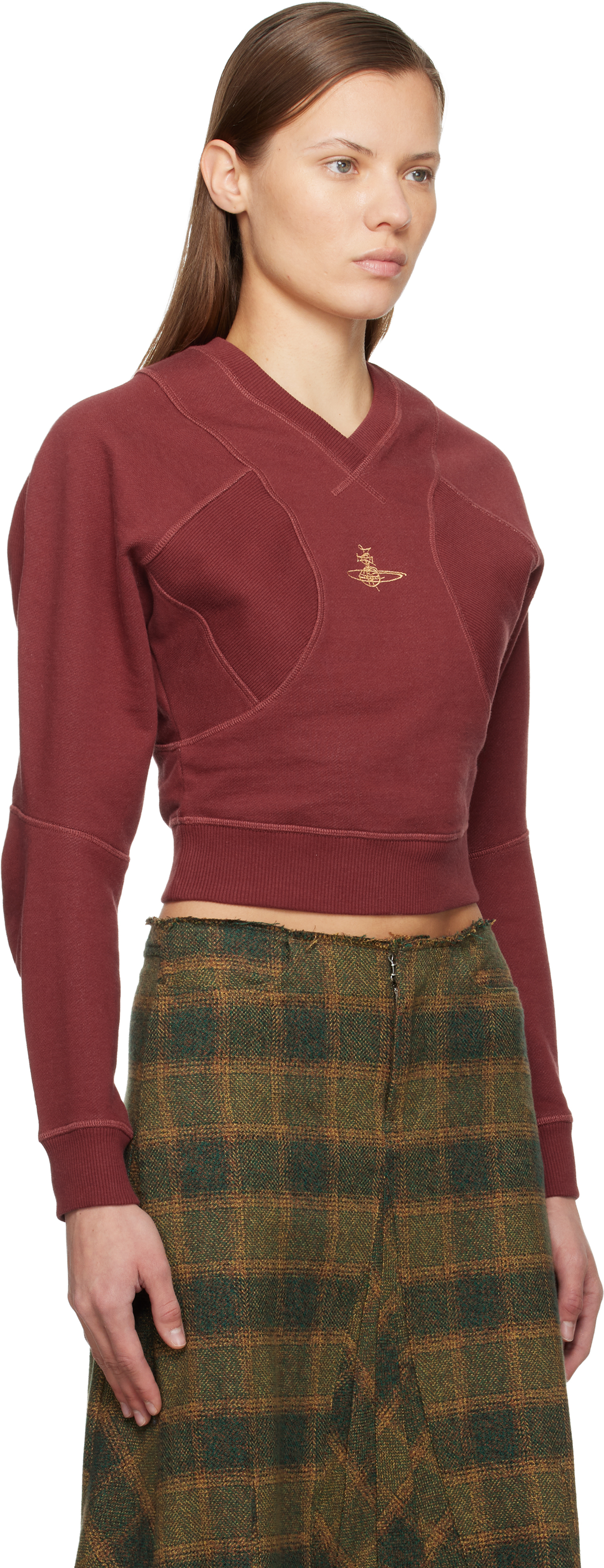 Vivienne Westwood Red Cropped Pourpoint Sweatshirt In Burgundy