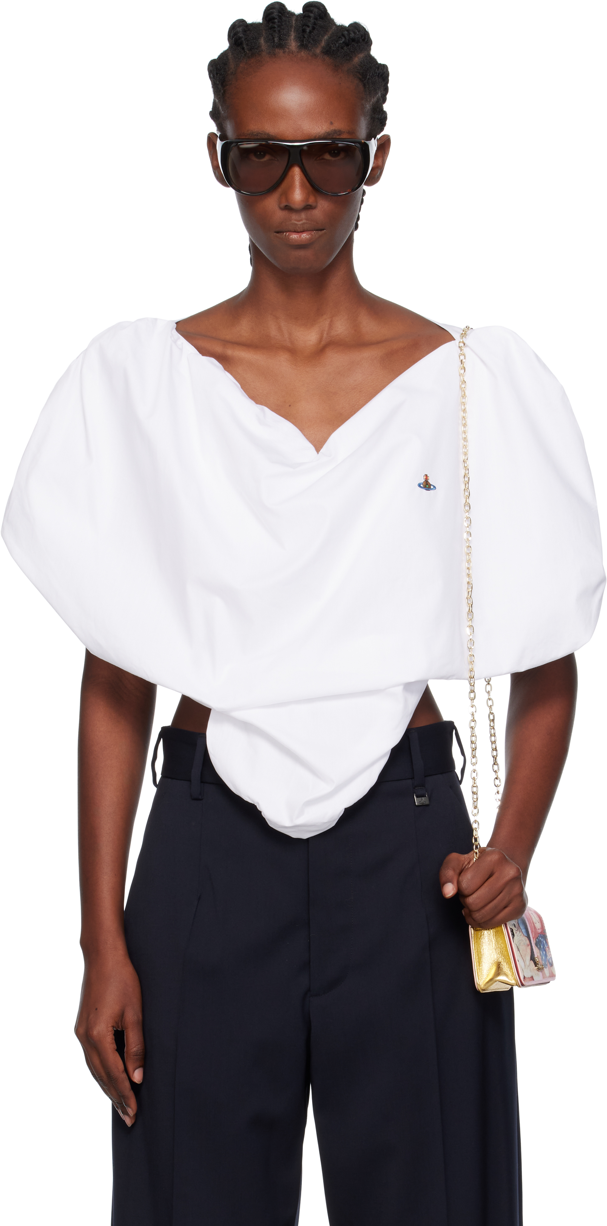 Vivienne Westwood Heart Poplin Logo Top In White