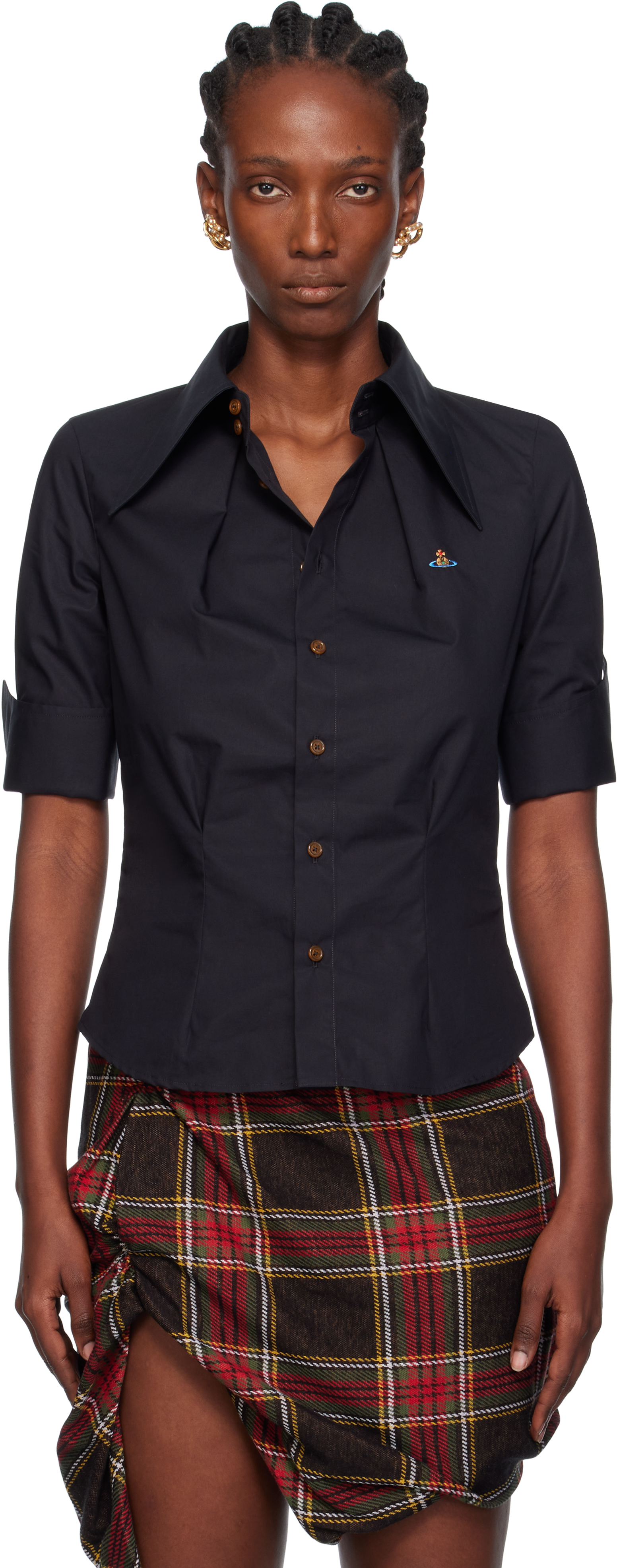 Black Short Sleeve Violin Shirt by Vivienne Westwood on Sale