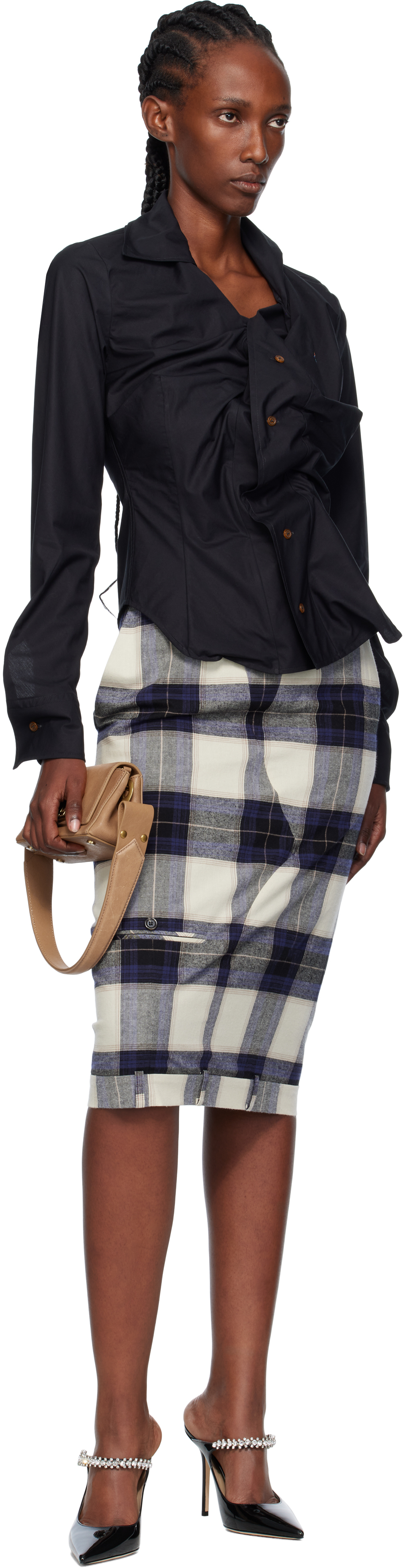 Vivienne Westwood Gathered Cotton Poplin Shirt In Black
