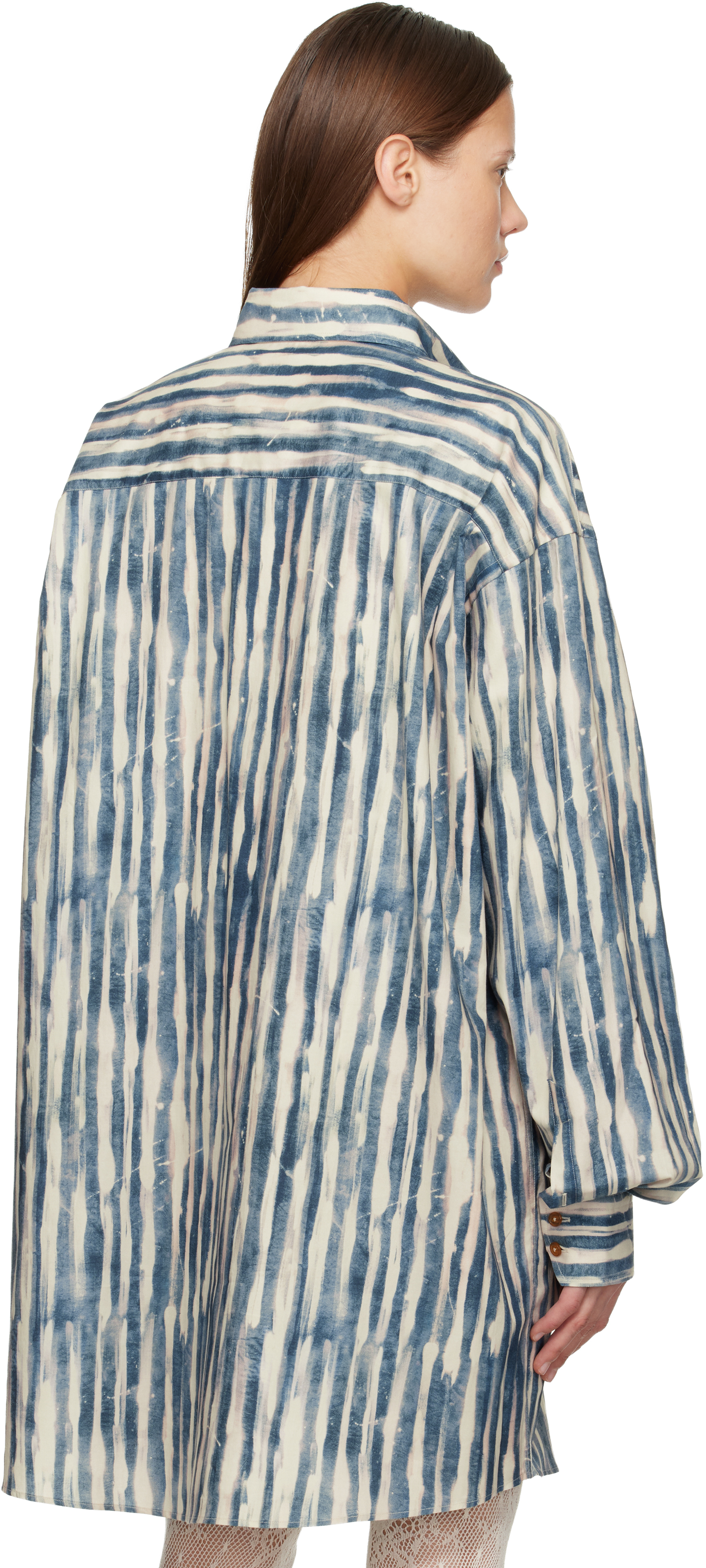 Vivienne Westwood Beige & Blue Cotton Poplin Oversized Shirt In Multi