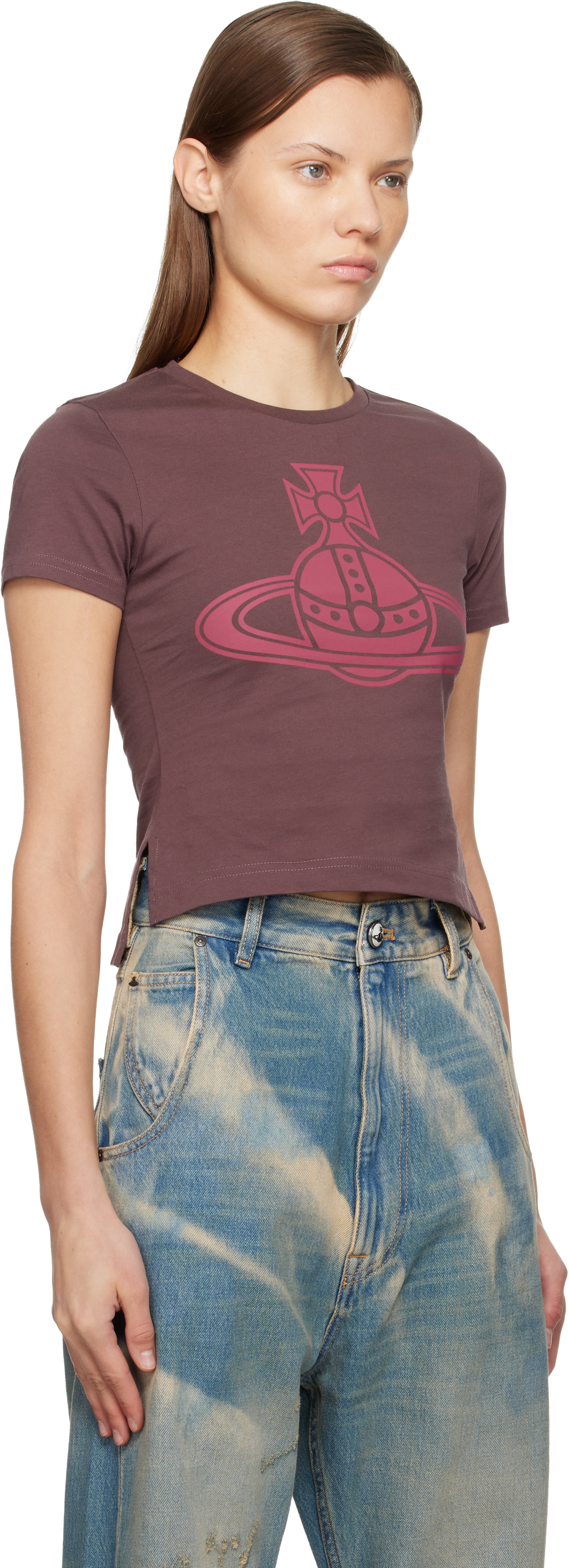 Vivienne Westwood Burgundy Paris Orb Mini Peru T-shirt In Pink