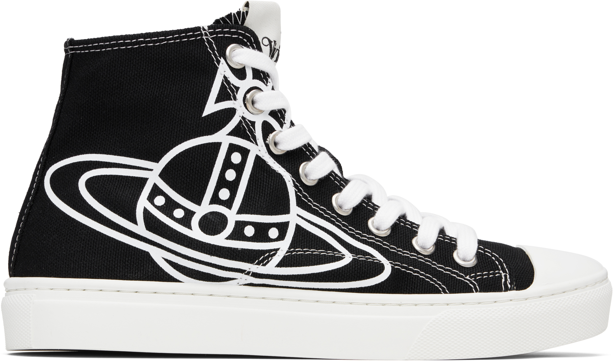 Vivienne Westwood Black Plimsoll High Top Canvas Sneakers In Multi