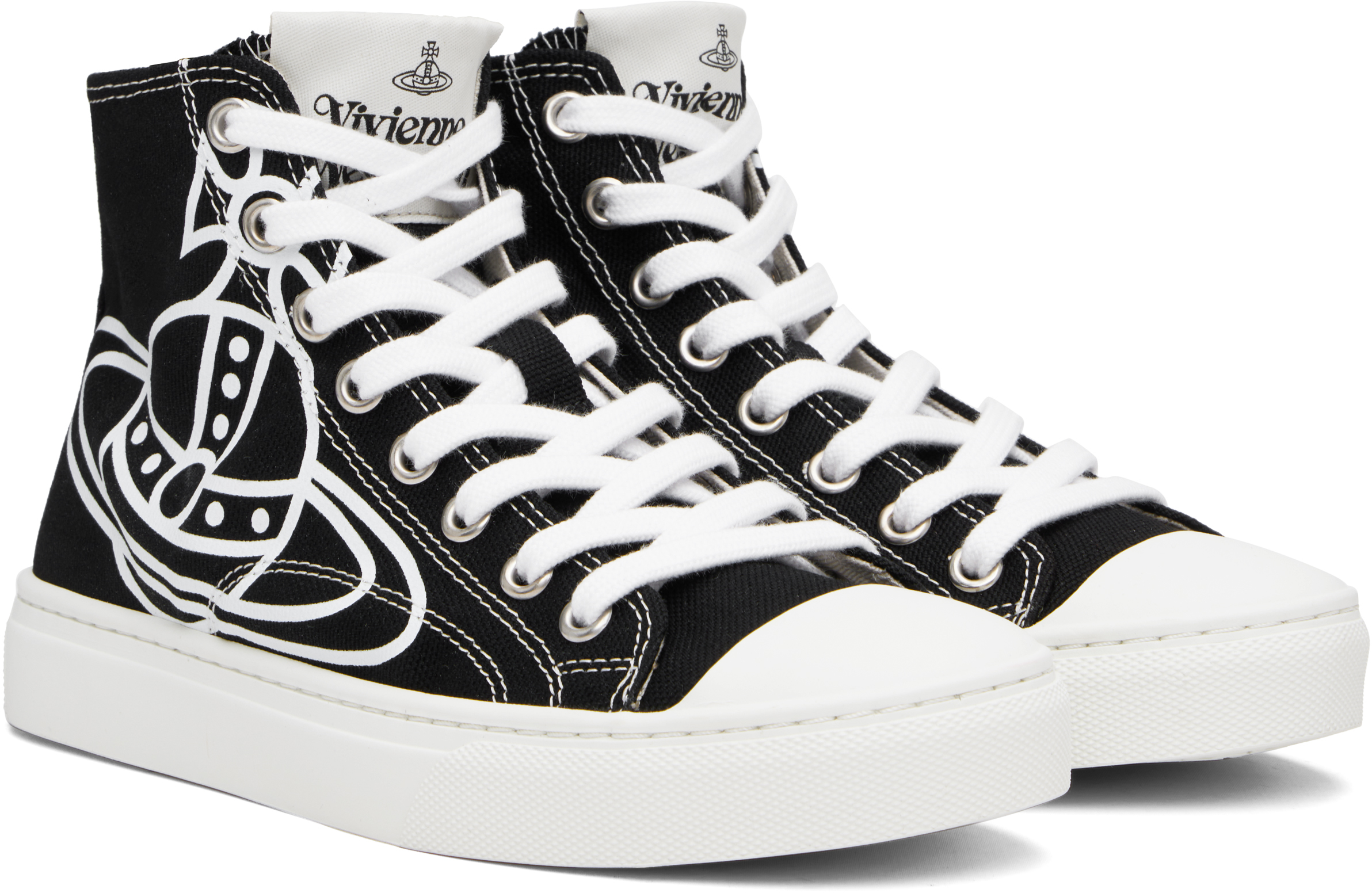 Vivienne Westwood Black Plimsoll High Top Canvas Sneakers In Multi