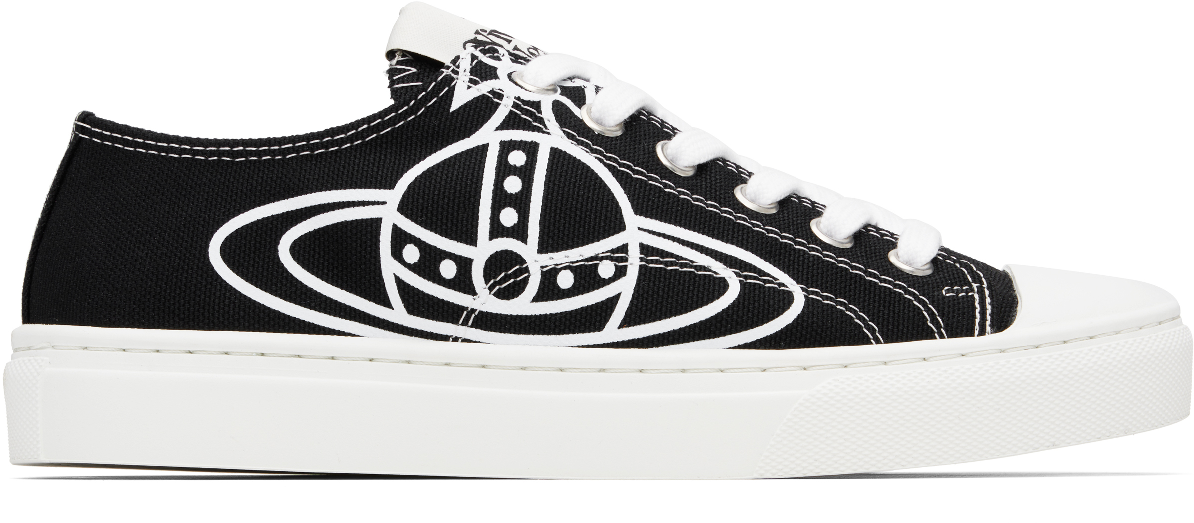 Vivienne Westwood Low-top Sneakers With Contrasting Detail And Bold Emblem In Black