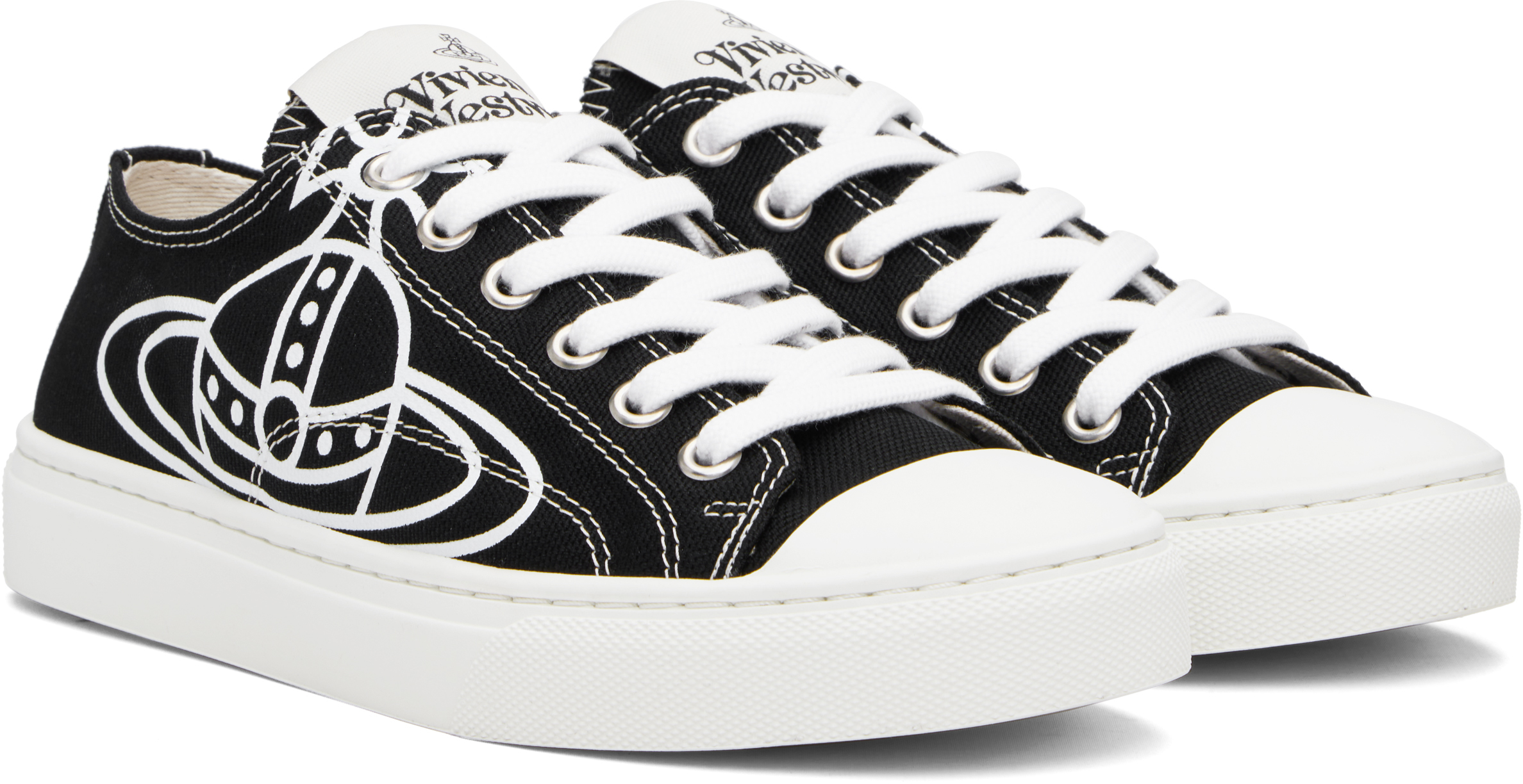 Vivienne Westwood Low-top Sneakers With Contrasting Detail And Bold Emblem In Black