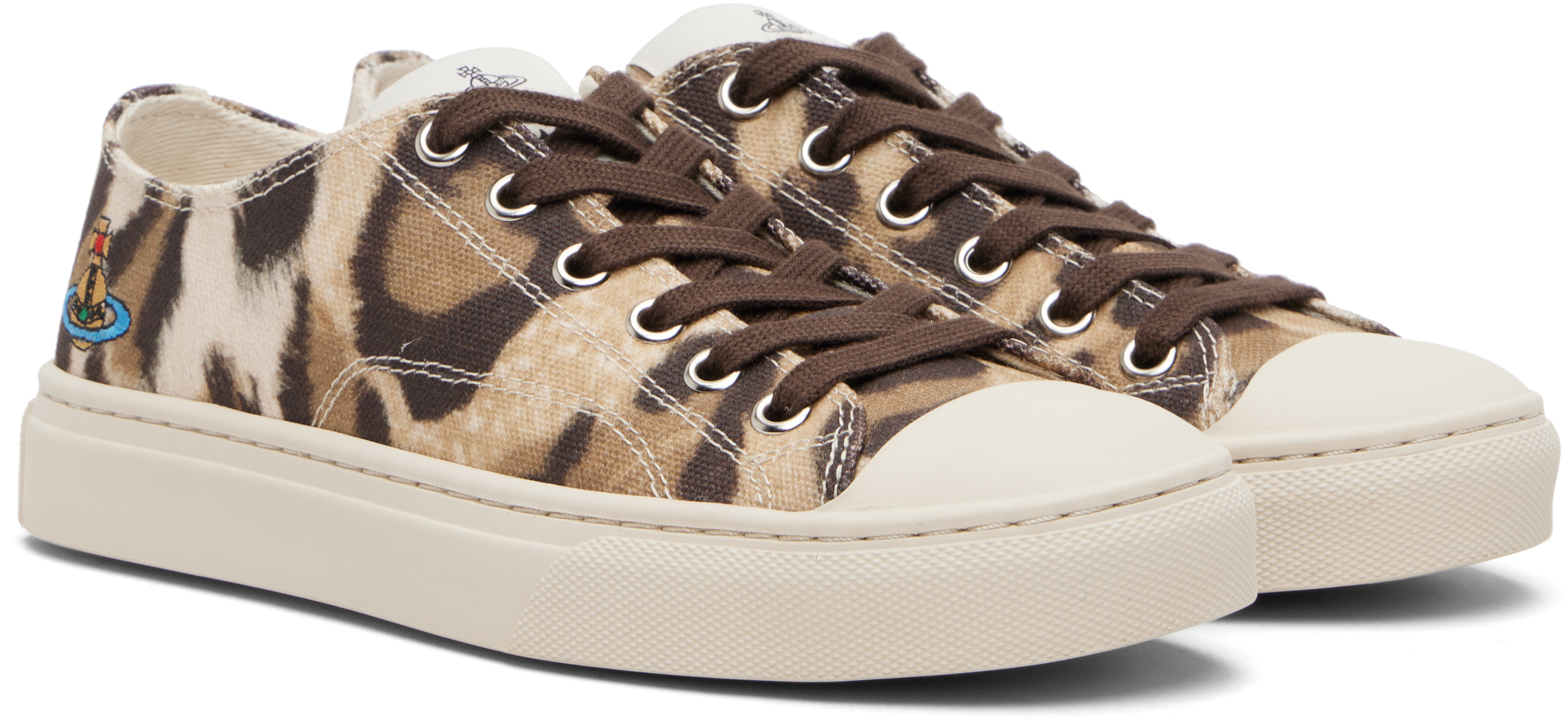 Vivienne Westwood Brown Low Top Plimsoll Sneakers In Multi
