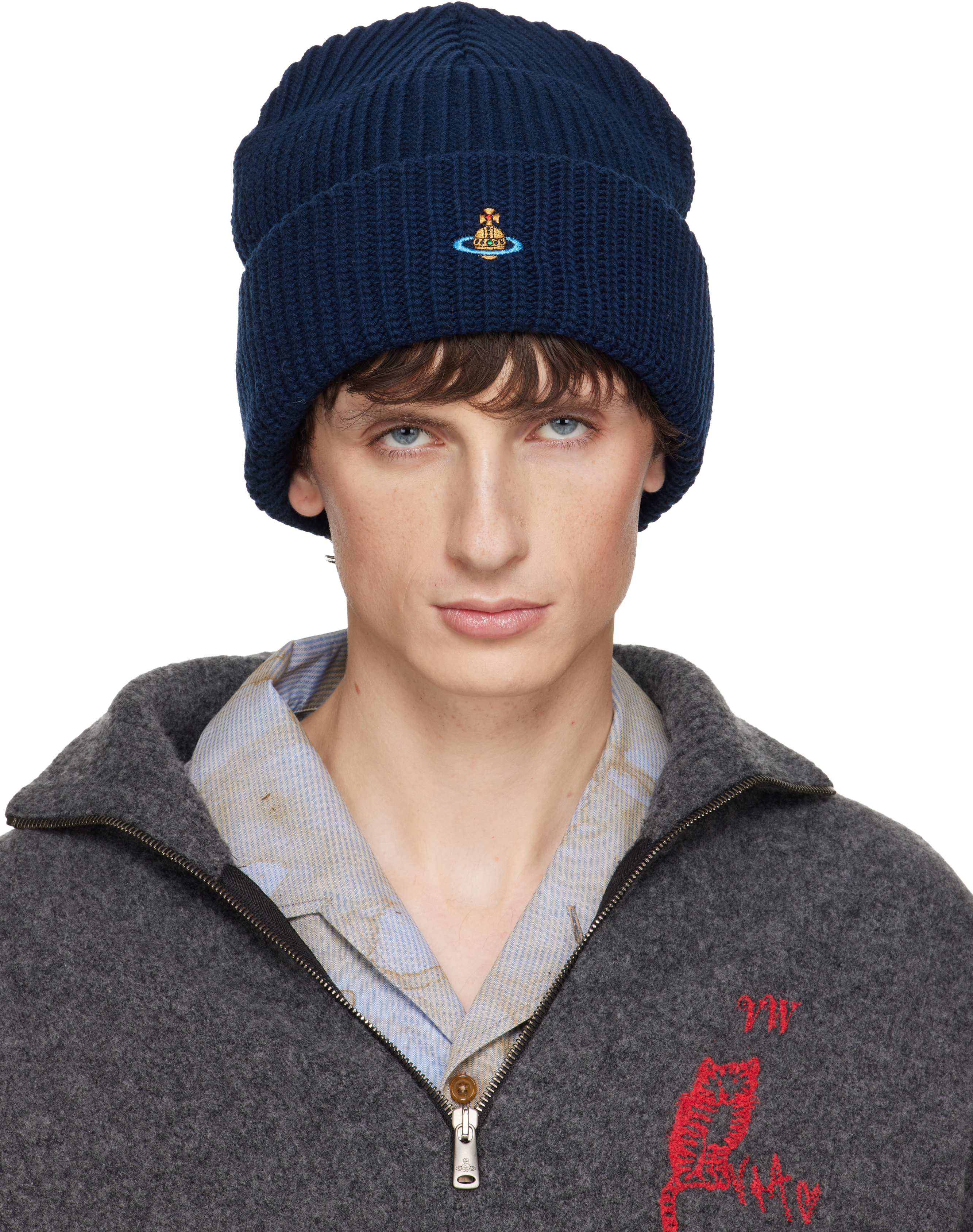Vivienne Westwood スポーティービーニー Navy Sporty Beanie by Vivienne Westwood on Sale