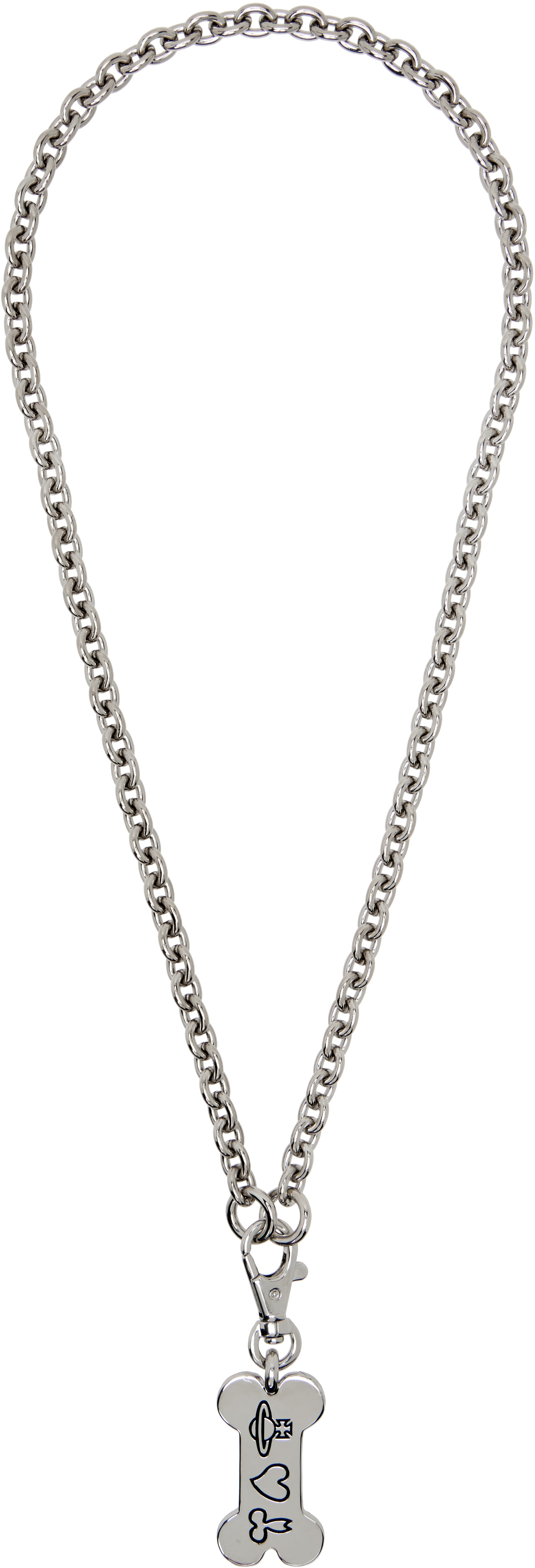 Vivienne Westwood Dog Tag Pendant Necklace In Metallic