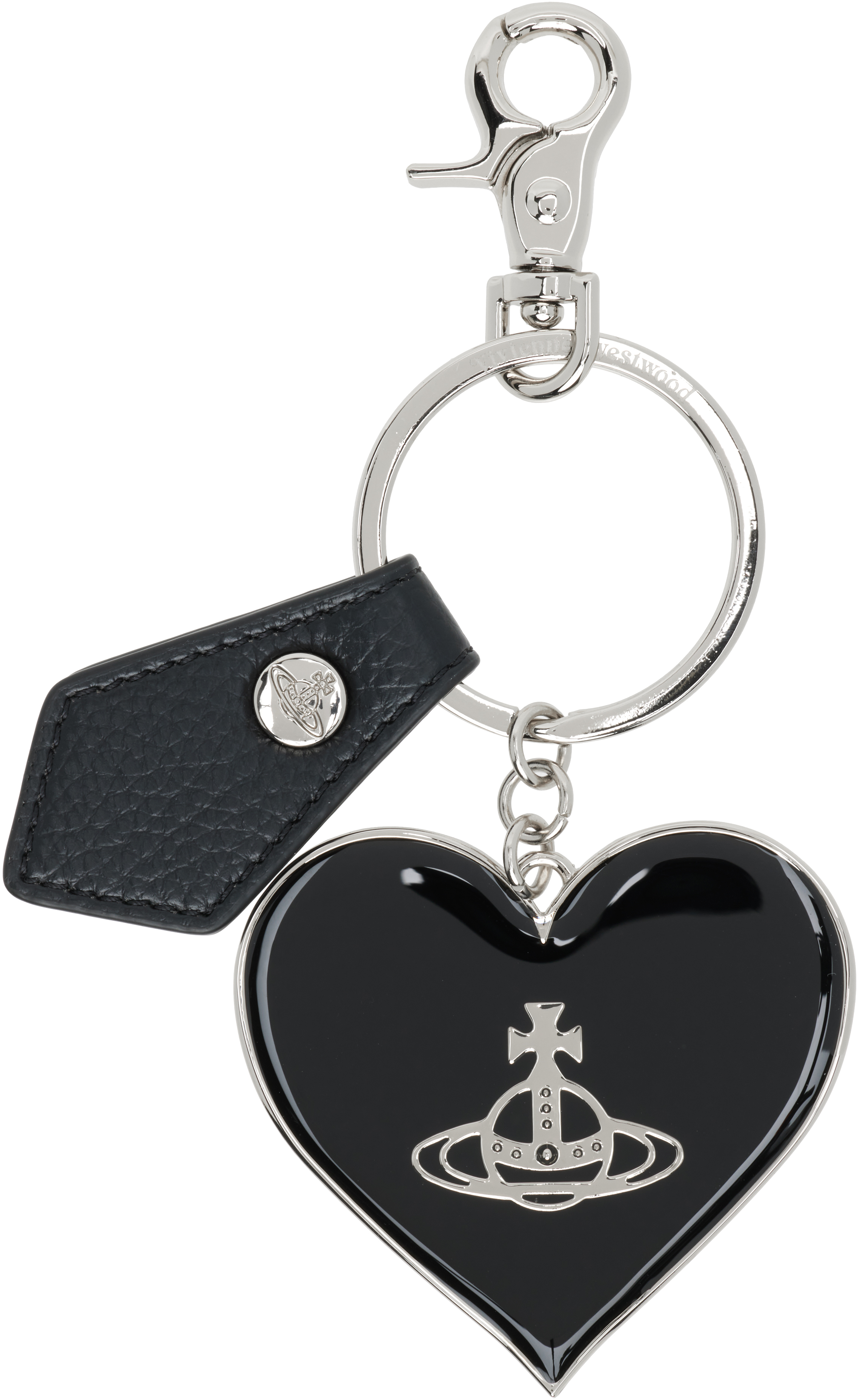 Vivienne Westwood: ブラック Mirror Heart Orb キーホルダー