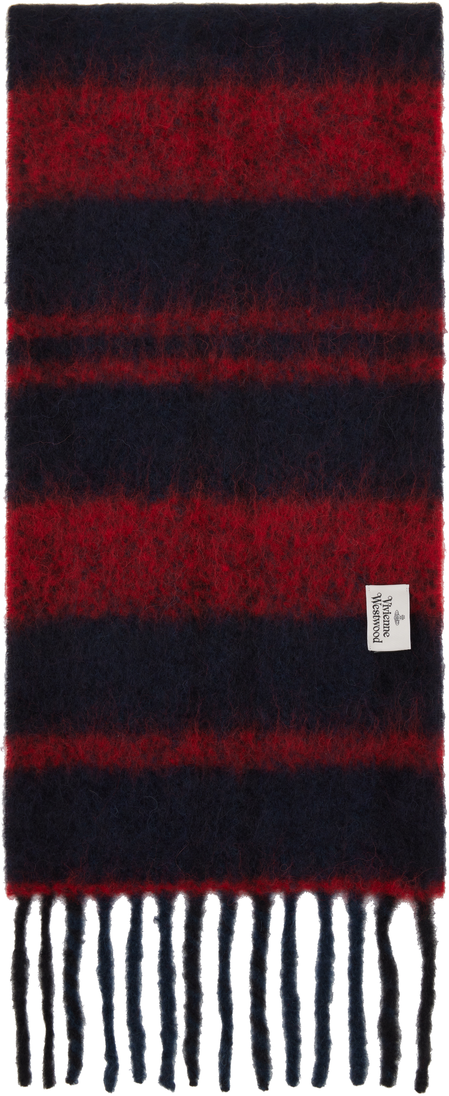 Vivienne Westwood Striped Scarf Featuring Fringe Detailing In Black