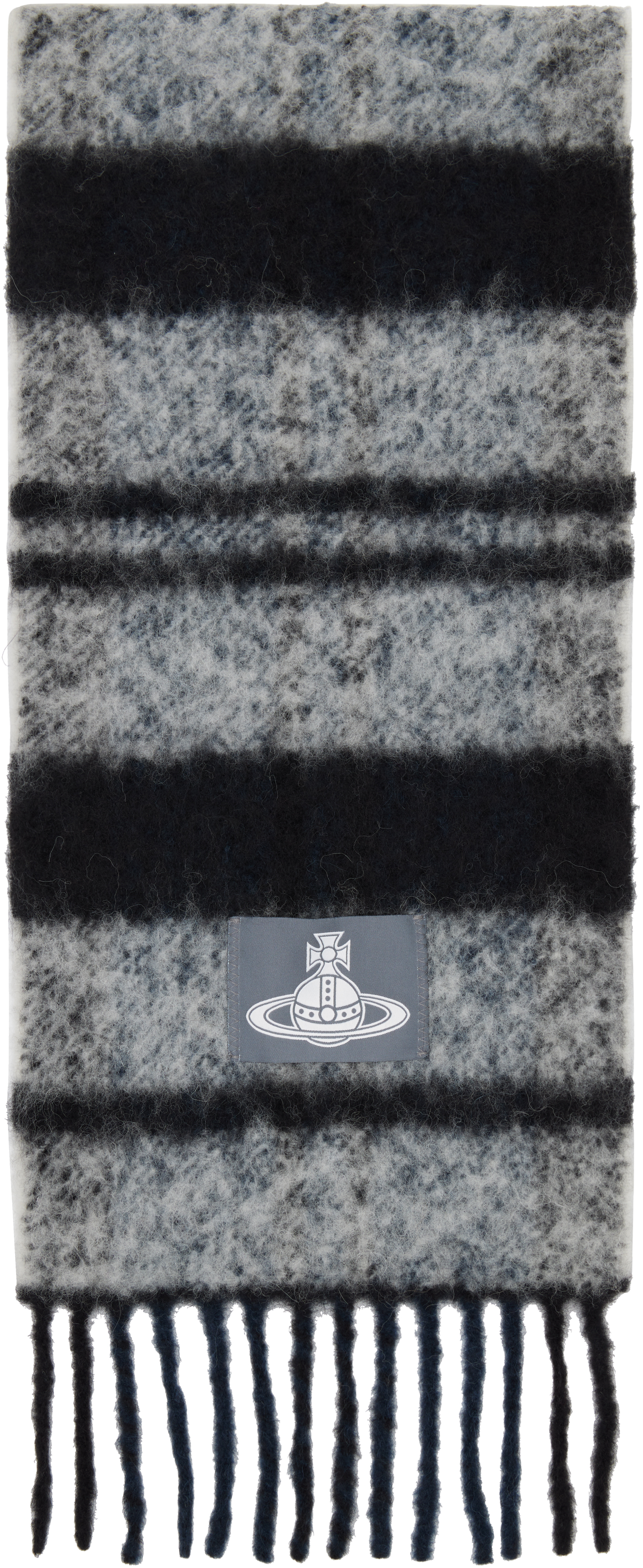 Gray Chunky Stripe Scarf by Vivienne Westwood on Sale