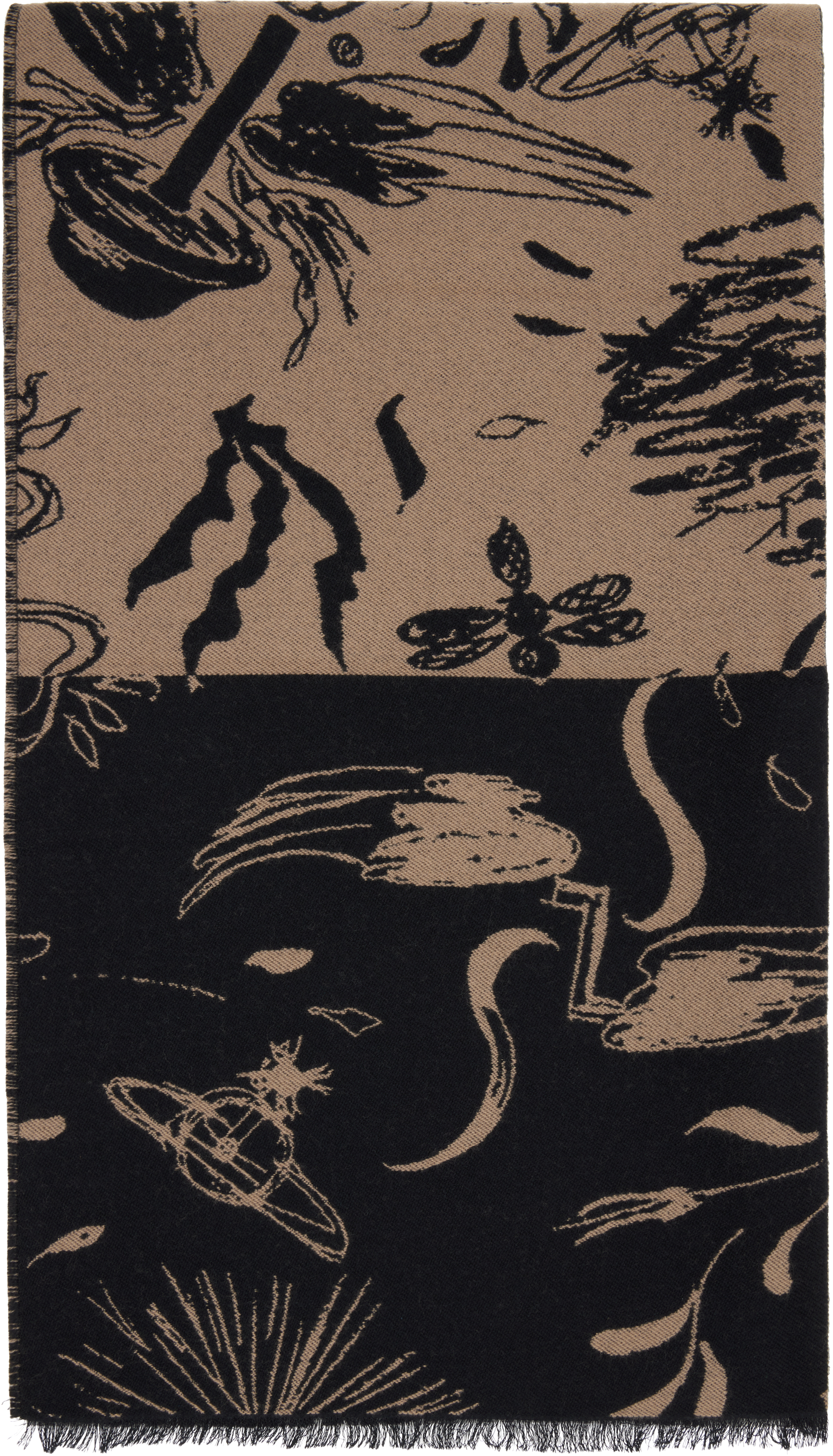 Vivienne Westwood Black & Beige Check Board Stole Scarf In Brown