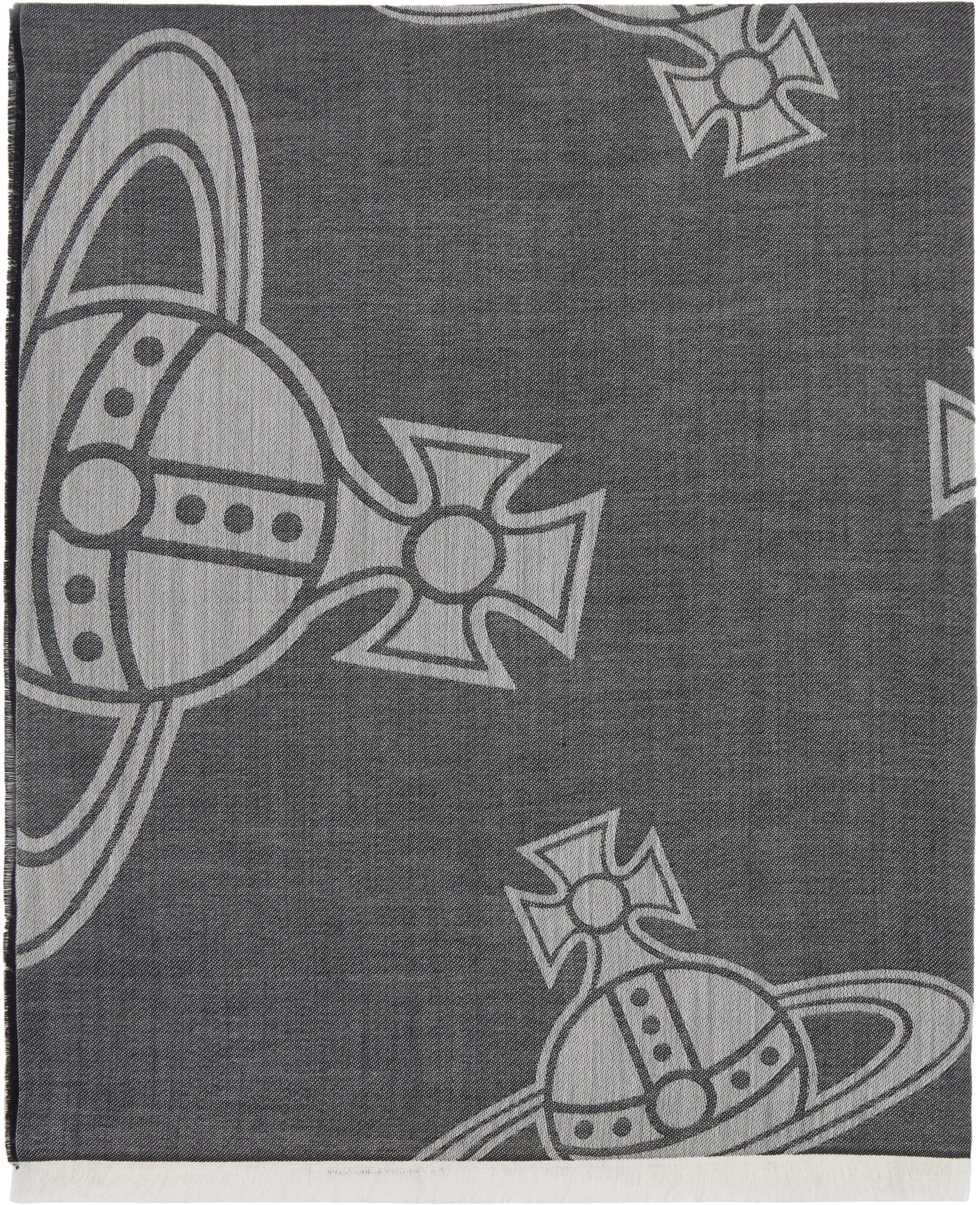 Vivienne Westwood Gray & Black Paris Orb Stole Scarf In Gray