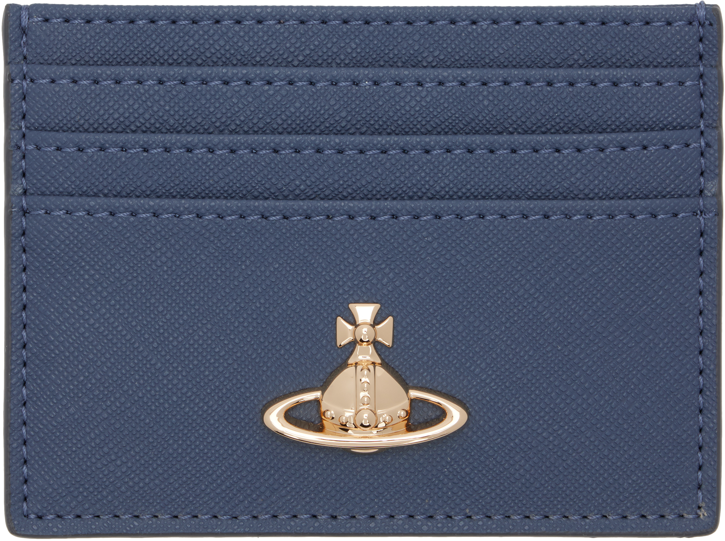 Vivienne Westwood Navy Orb Flat Card Holder In Blue