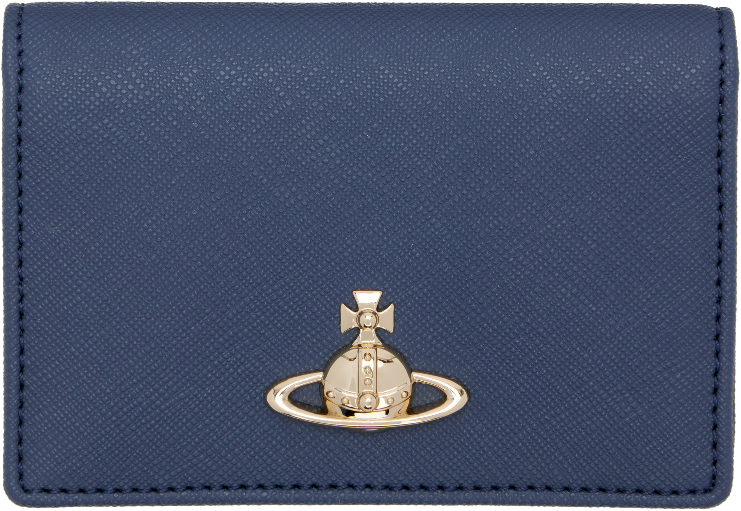 Vivienne Westwood Navy Orb Flat Id Card Holder In Blue
