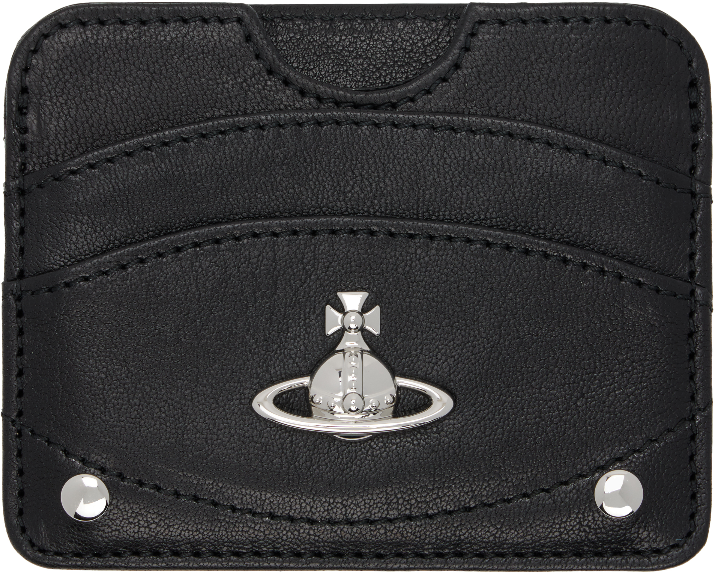 折りたたみ財布 Vivienne Westwood Half Moon Flat Card Holder Black 54030002U Vivienne Westwood: Black Half Moon Flat Card Holder | SSENSE