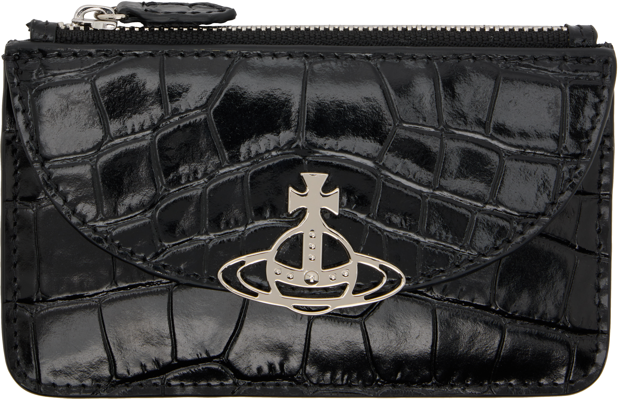 Vivienne Westwood Black Half Moon Card Holder In Blue