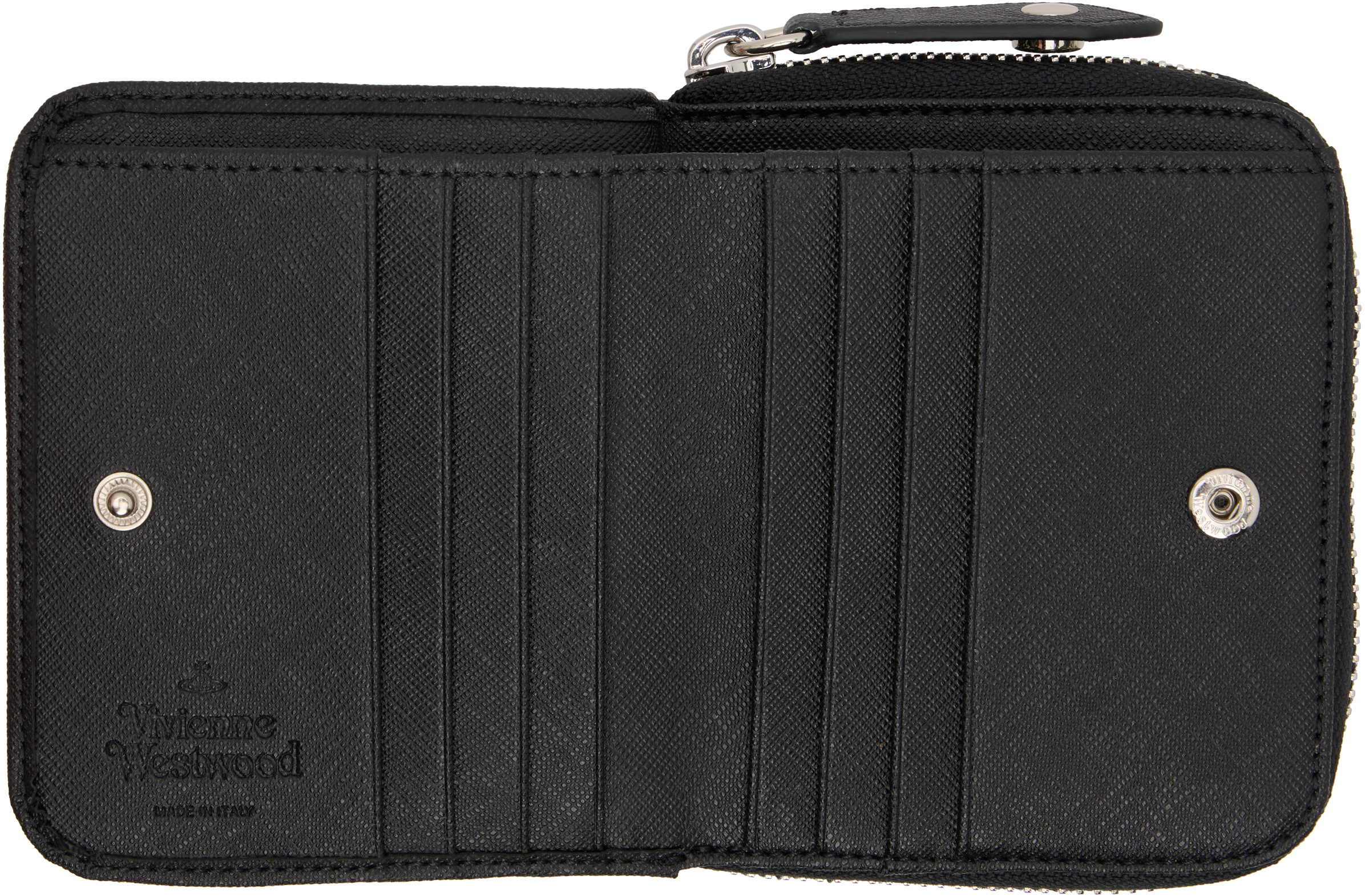 Vivienne Westwood Black Zip Medium Wallet In Black