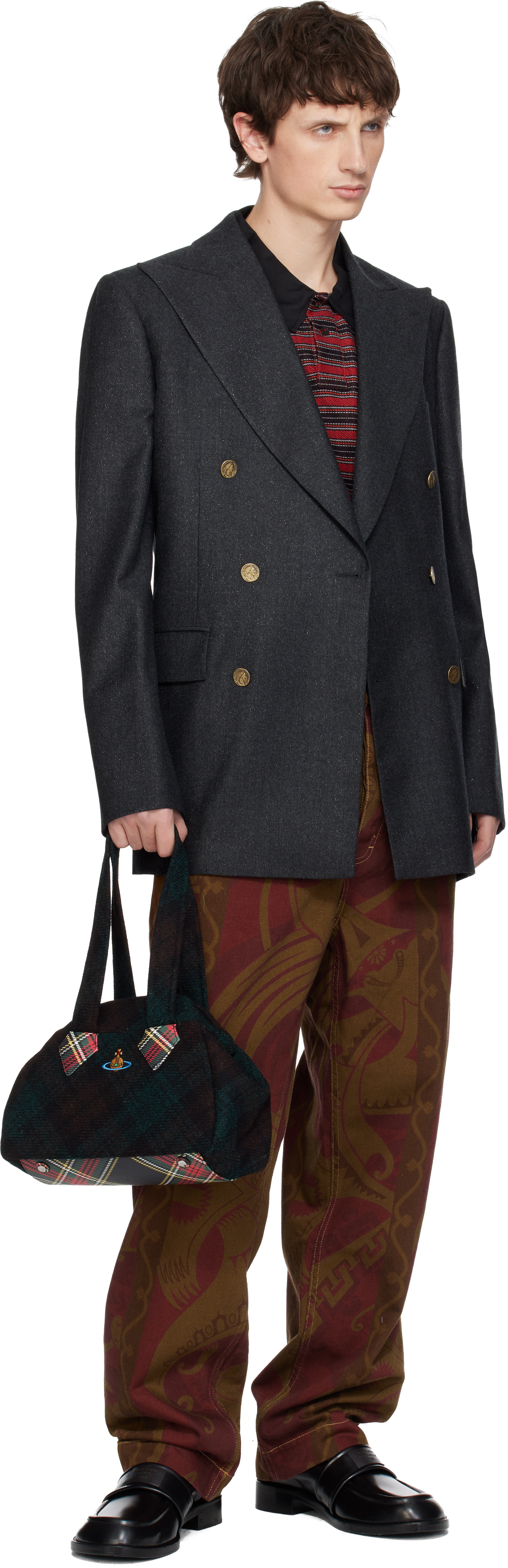 Vivienne Westwood Green Yasmine Medium Archive Tote In Black