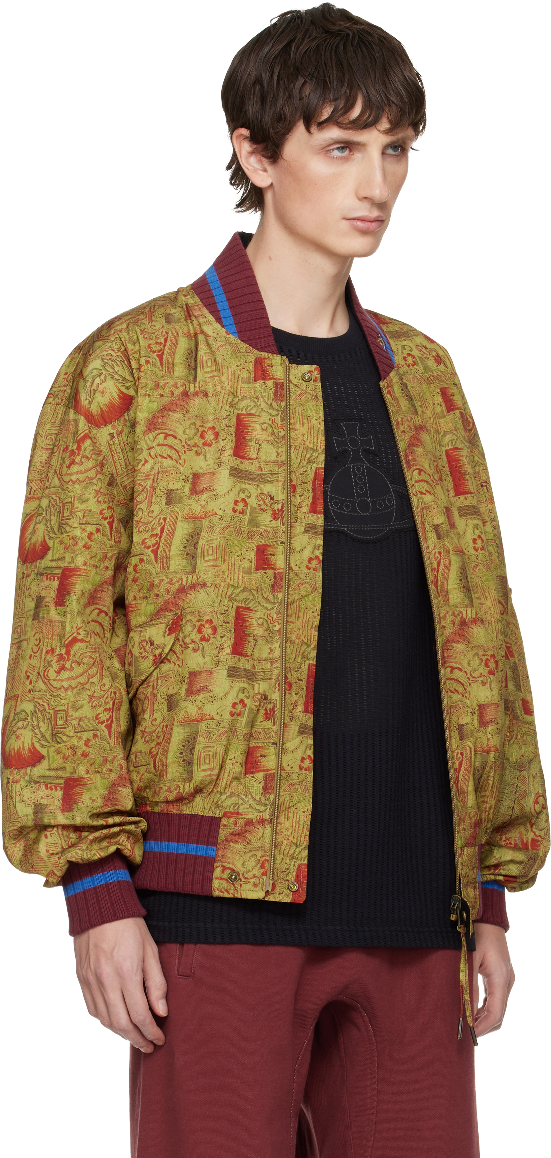 Vivienne Westwood Yellow Bernardo Reversible Bomber Jacket In Brown