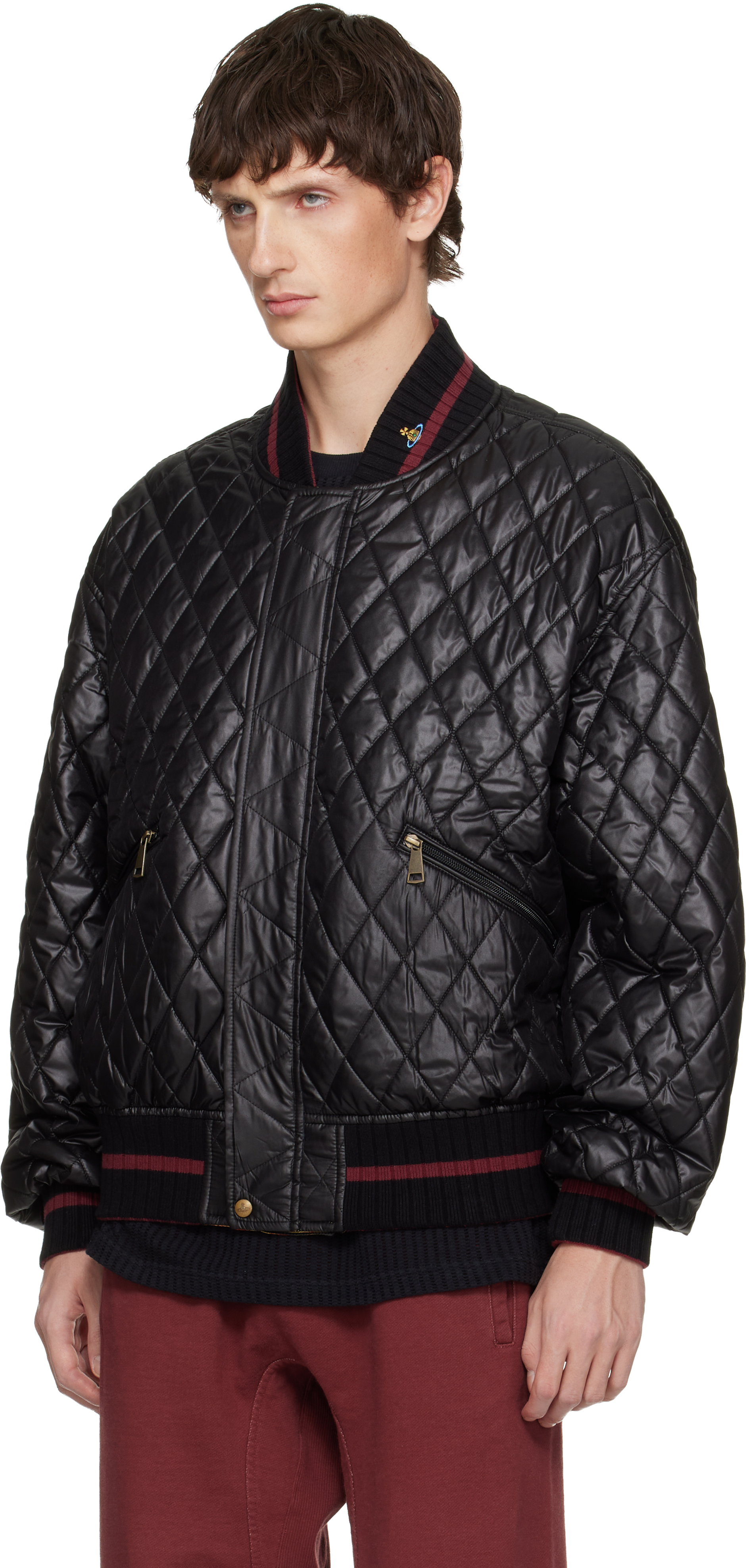 Vivienne Westwood Yellow Bernardo Reversible Bomber Jacket In Brown